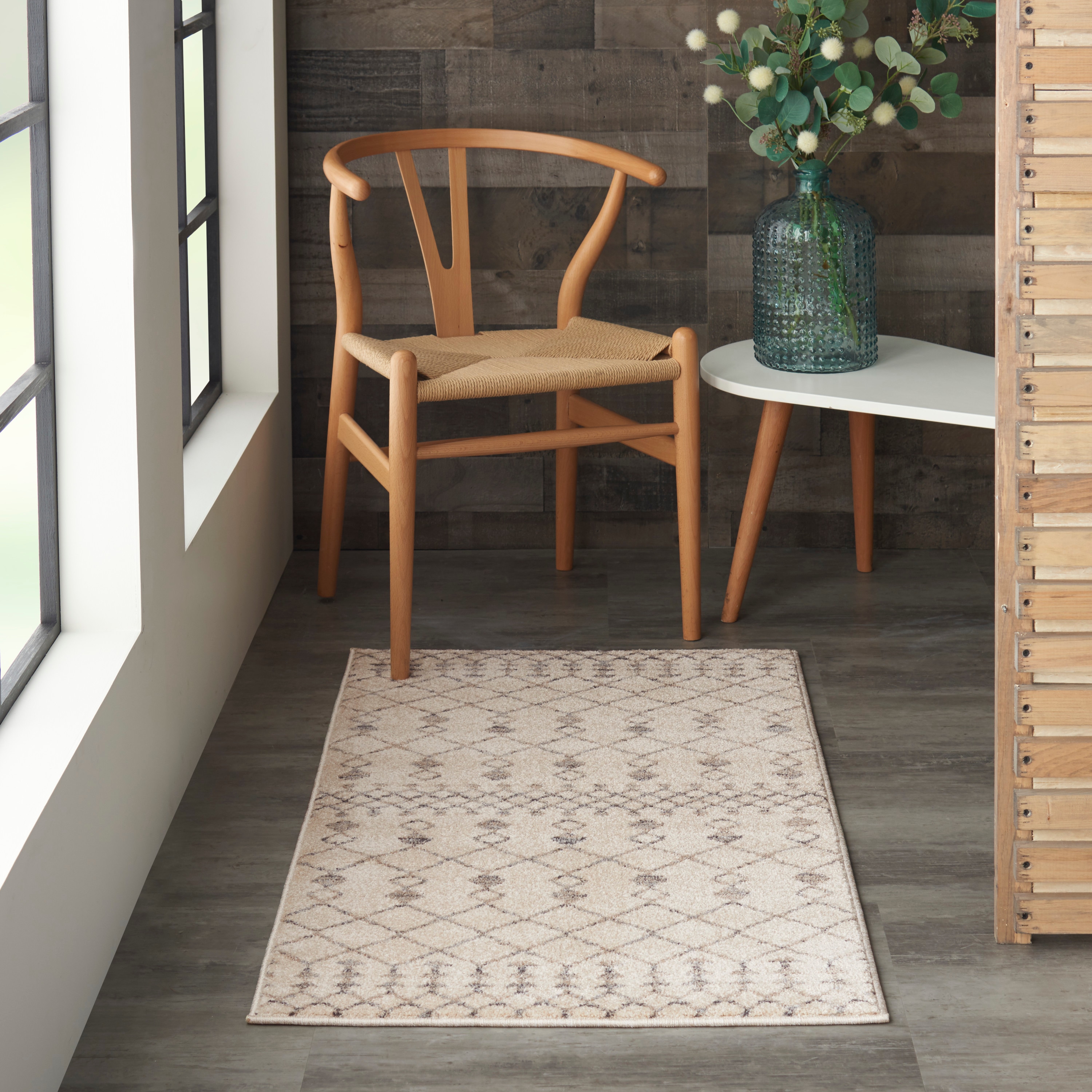 Nourison 99446721150 Royal Moroccan 2 x 4 (ft) Loomed Polypropylene Beige/Grey Rectangular Indoor Geometric Moroccan Area rug