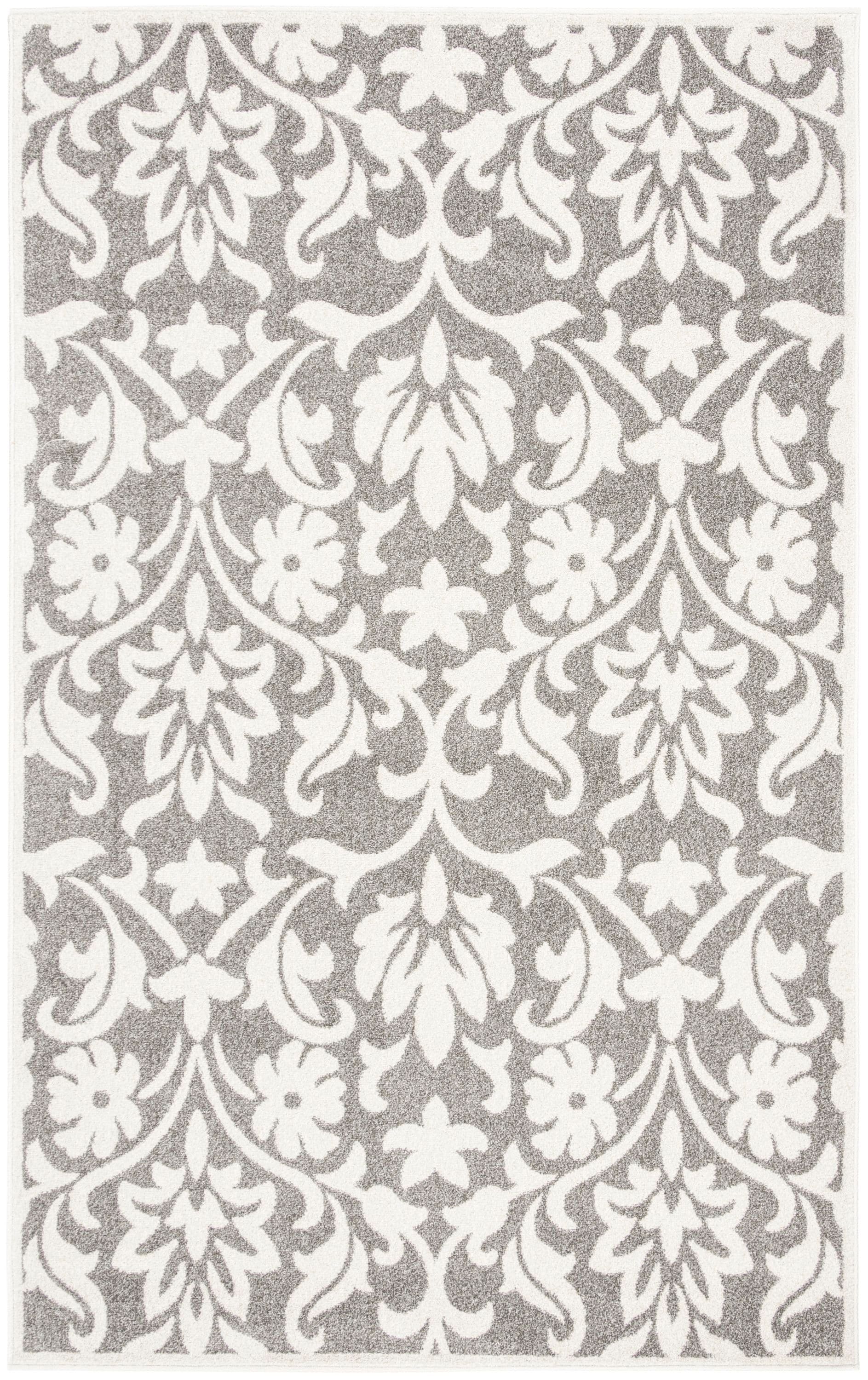 Safavieh AMT424R-5 Amherst Bouquet 5 x 8 (ft) Loomed Synthetic Dark Gray/Beige Rectangular Indoor/Outdoor Floral/Botanical Area rug