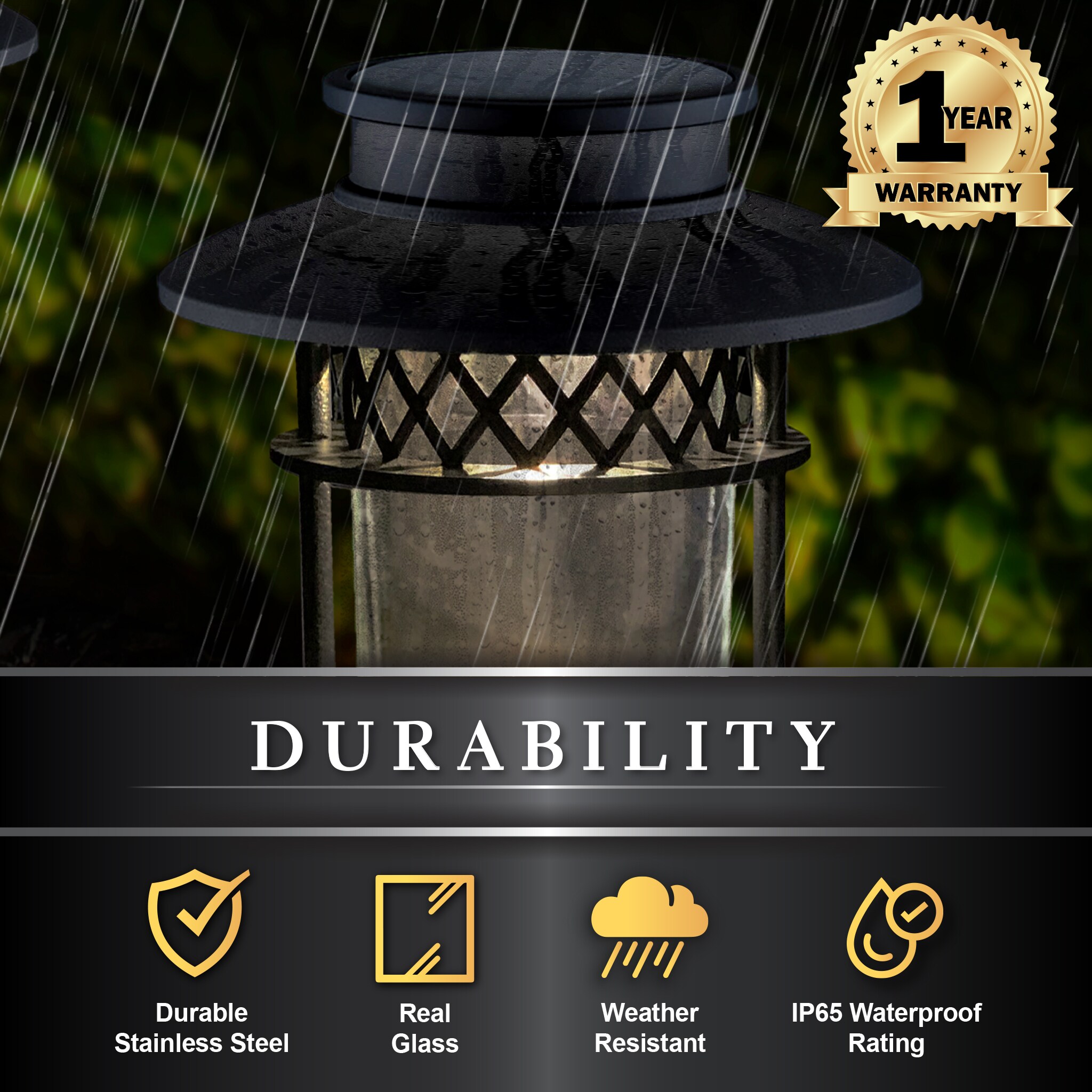 Black Stainless Steel Solar LED Pathway Light Pack, Set of 2