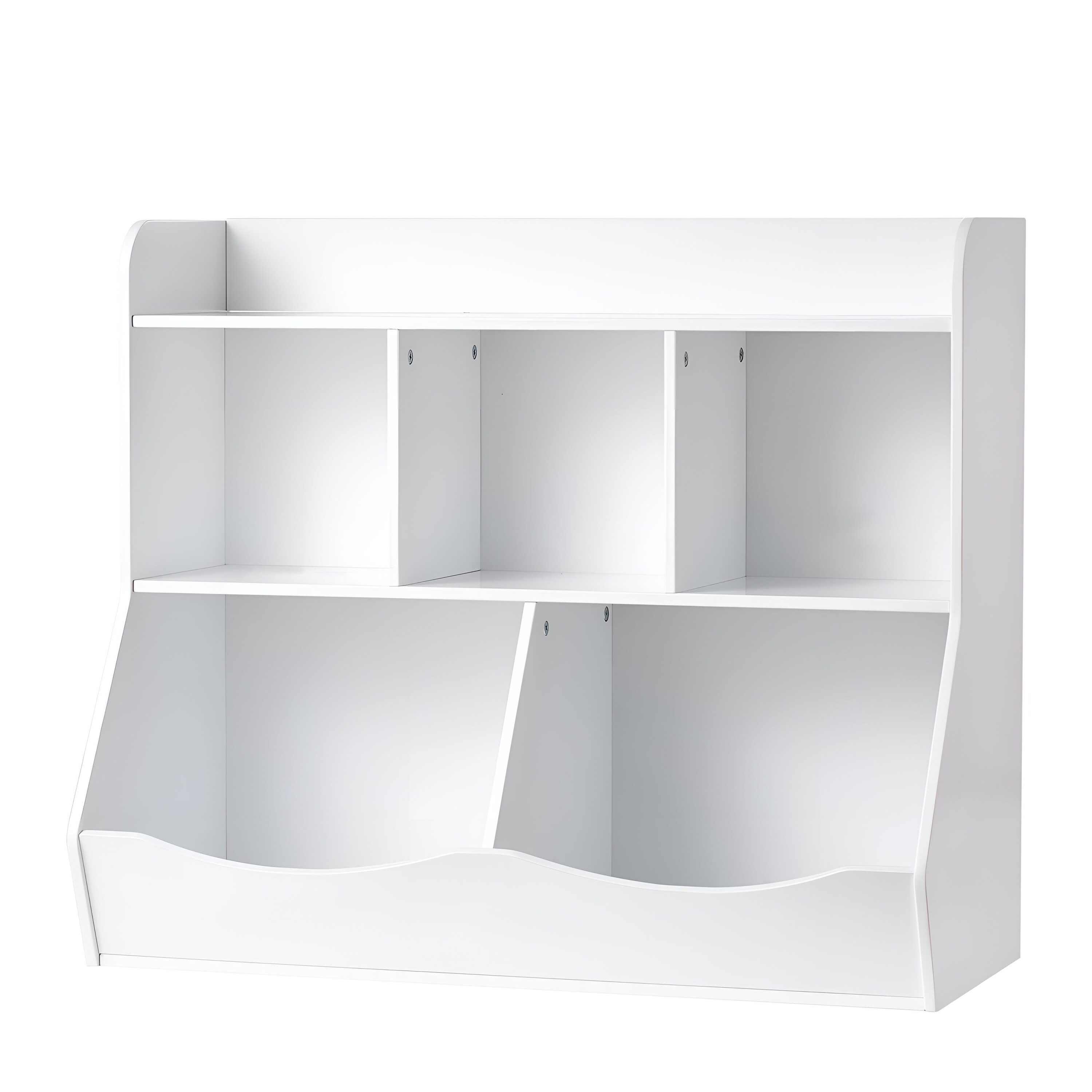 Slickblue - Kids White Toy Storage with 5 Compartment and 1 Open Shelf for Playroom Nursery or Be...