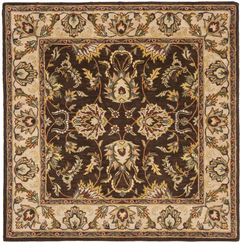 Safavieh HG912A-8SQ Heritage Mugum 8 x 8 (ft) Tufted Wool Brown/Ivory Square Indoor Floral/Botanical Oriental Area rug