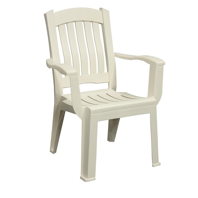 Plastic Frame Stationary Dining Chair, White Resin Patio Chairs Stackable