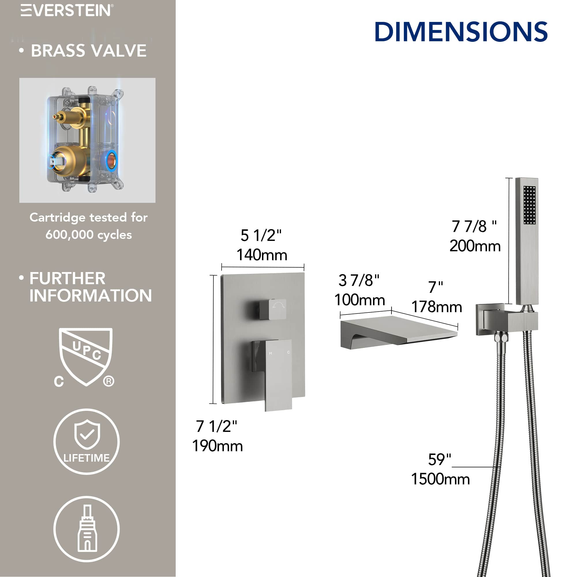 EVERSTEIN M6502NI-BL Tub-Shower-Faucets - View #8