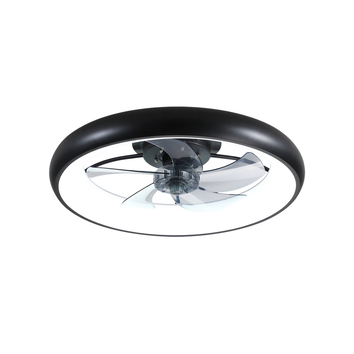 SINOFURN SYA650033BN 22-Inches Black with Clear Blades Color-Changing Indoor Flush mount Fandelier Ceiling Fan Light kit compatible and Remote ( 5 -Blade)
