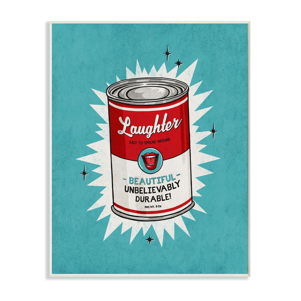 Stupell Industries EKP-136-WD-10X15 Canned Laughter Funny Vintage Comic Book Design Ester Kay 15-in H x 10-in W Vintage/Retro Print