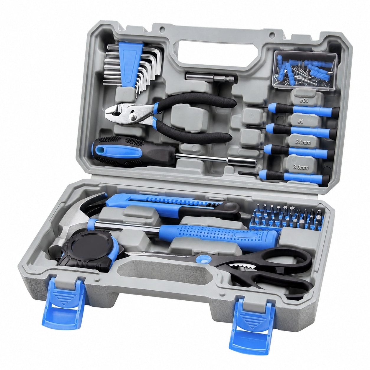Linder Group Inc 126 Piece Home Tool Set Kit with Hammer Pliers Screwdrivers Tape Measure Storage Case Heat Treated Chrome Plated Portable Lightweight Easy