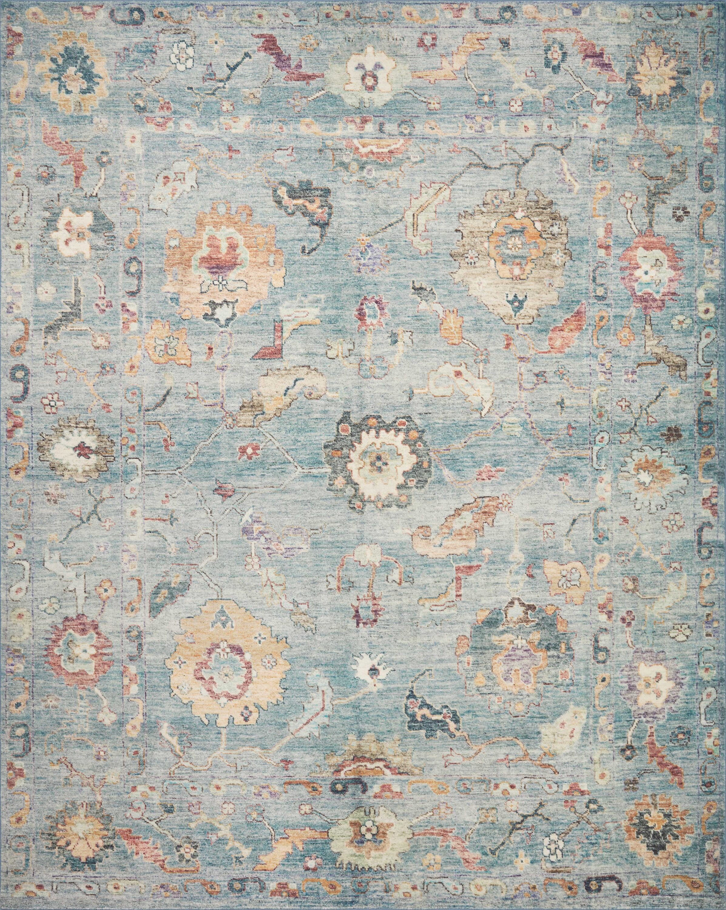Cloudscape Dream 2'x5' Blue Wool-Blend Indoor Area Rug