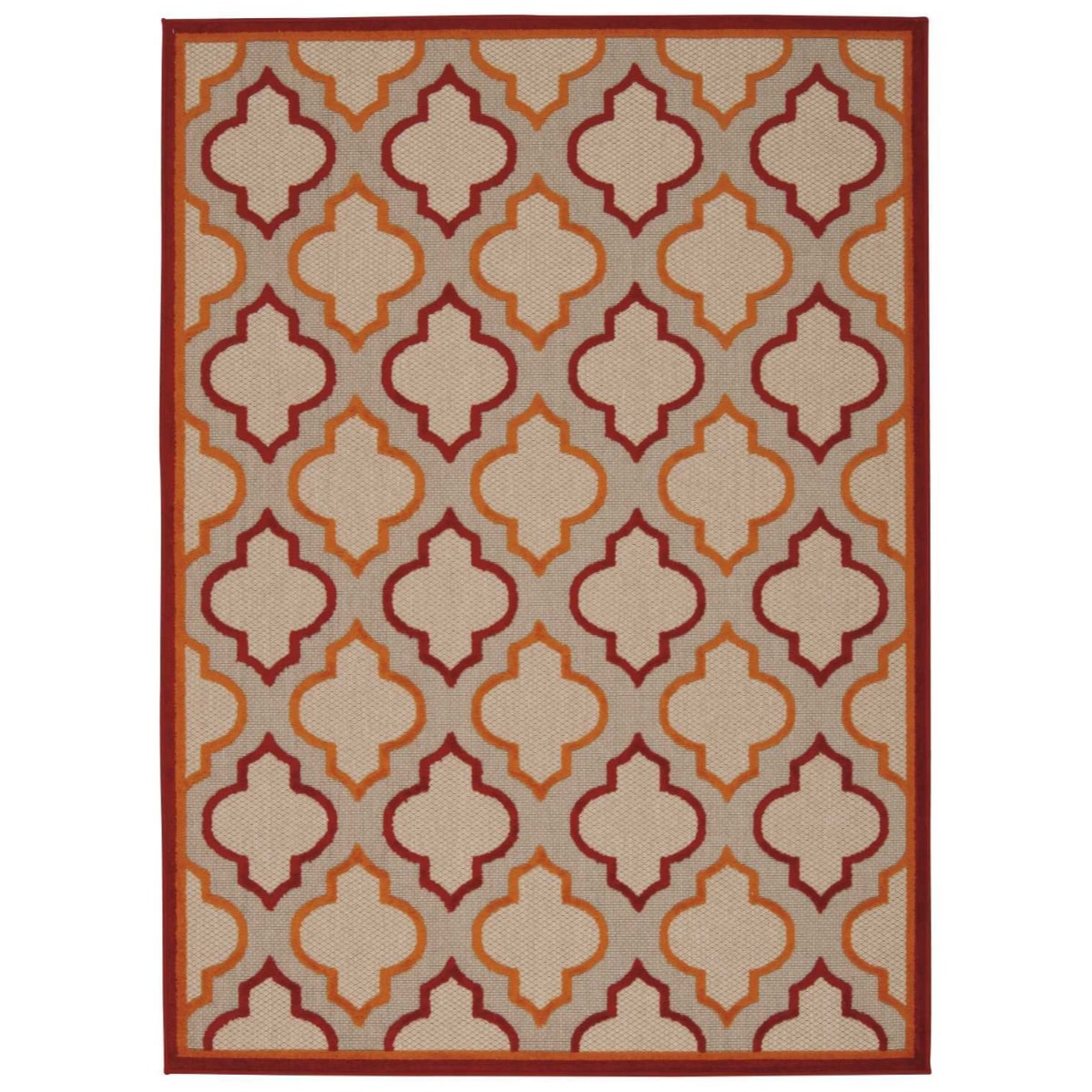 HomeRoots 4000384726 8 x 11 (ft) Polypropylene Red Rectangular Indoor/Outdoor Geometric Area rug