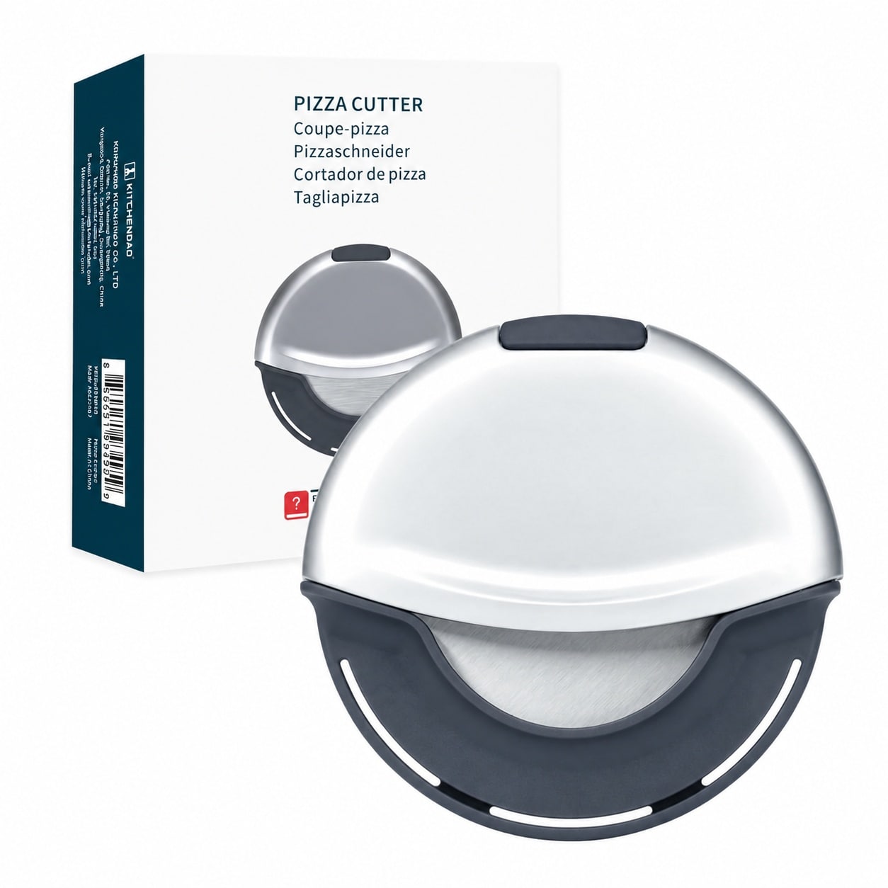 Aoibox  Heavy Duty Pizza Cutter Wheel with Magnetic Detachable Handle 4 Inch Stainless Steel Blade Safety Cover