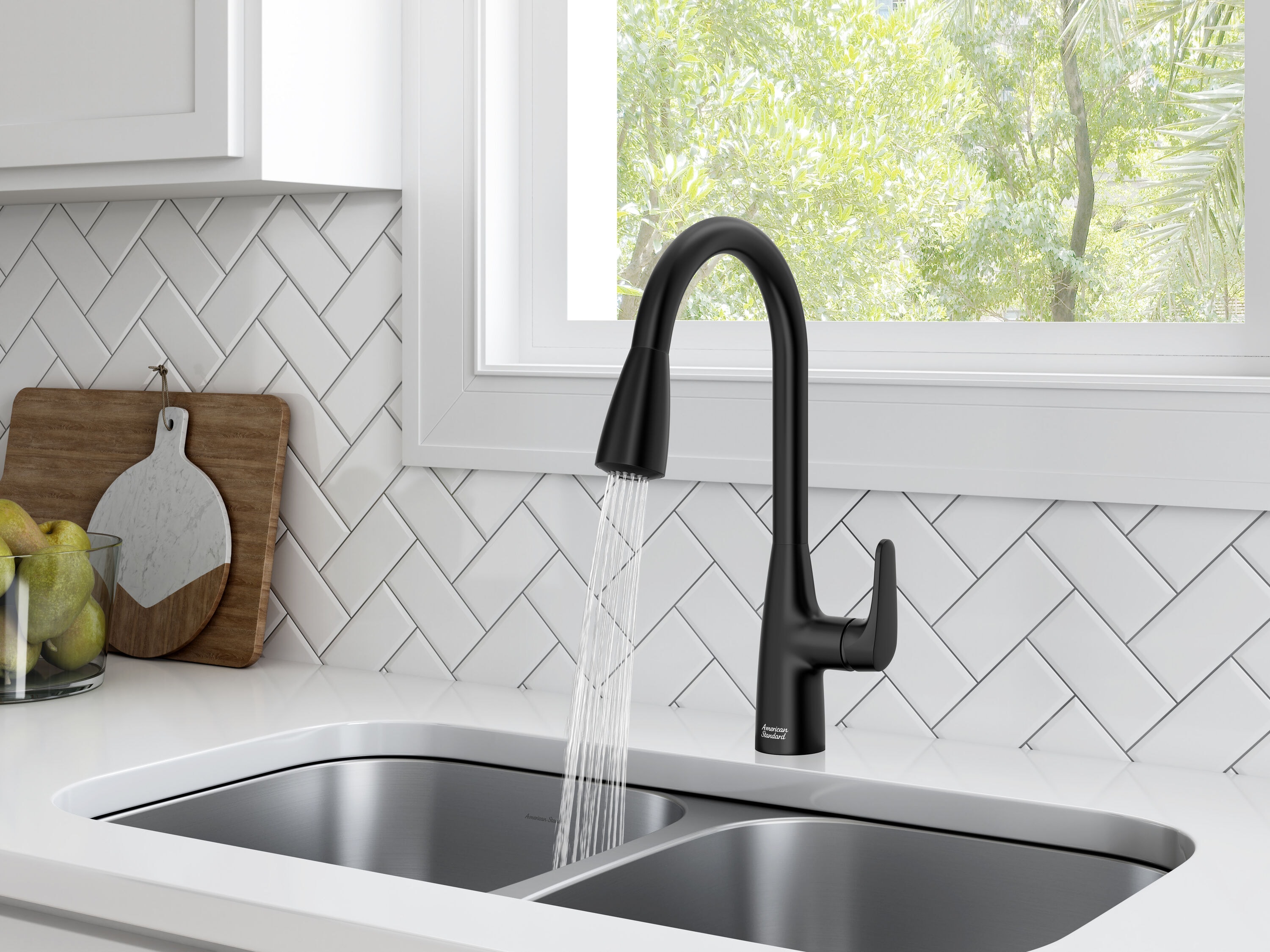 American Standard Colony Pro Matte Black Single Handle Kitchen Faucet ...