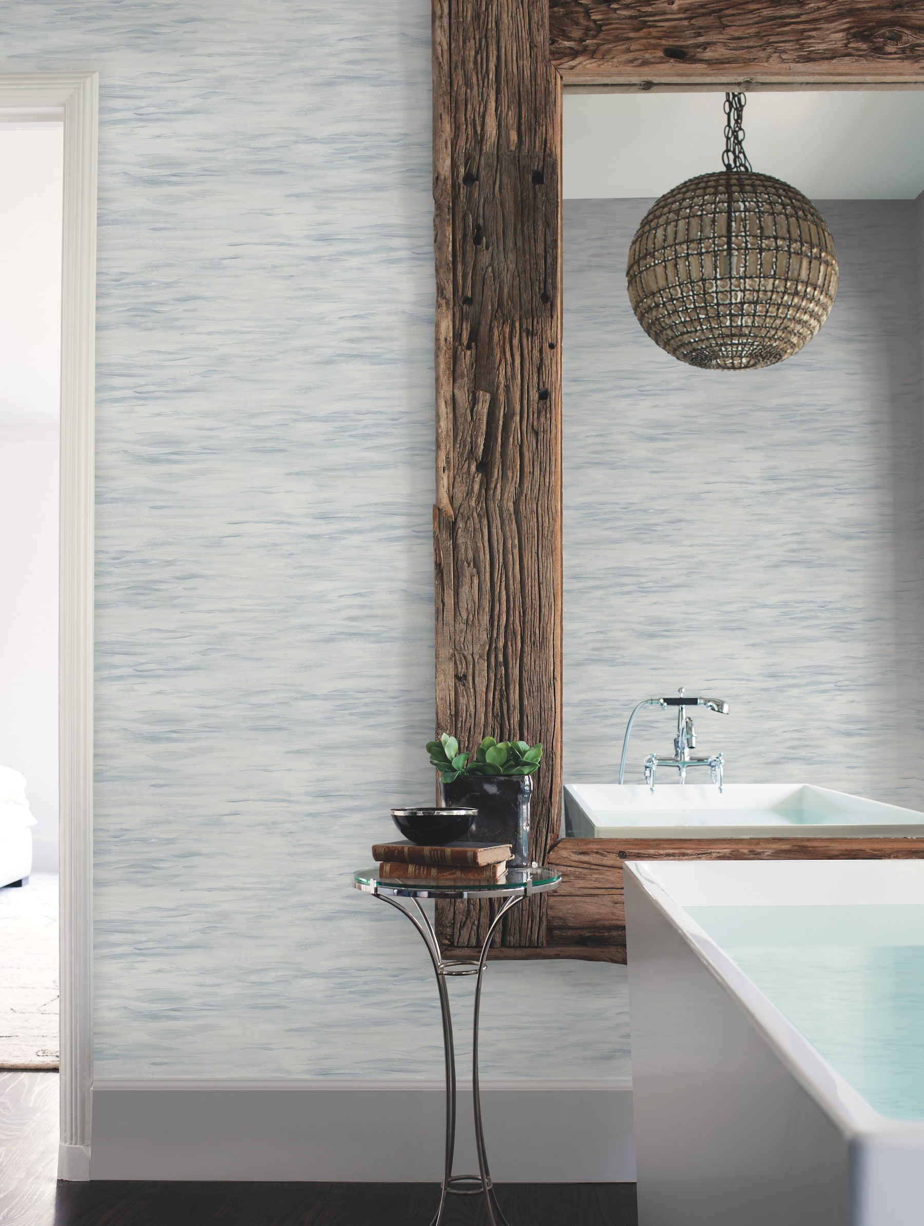 York Wallcoverings MN1860 Mediterranean 56.4-Sq. Feet Gray Non-woven Abstract Prepasted Water Activated Paste Wallpaper