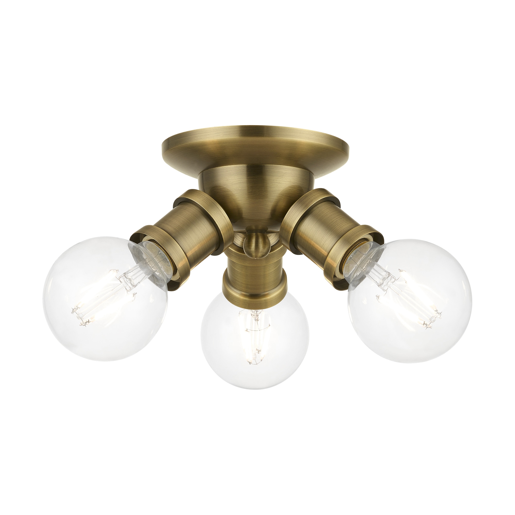 Lansdale Antique Brass 3-Light Transitional Flush Mount