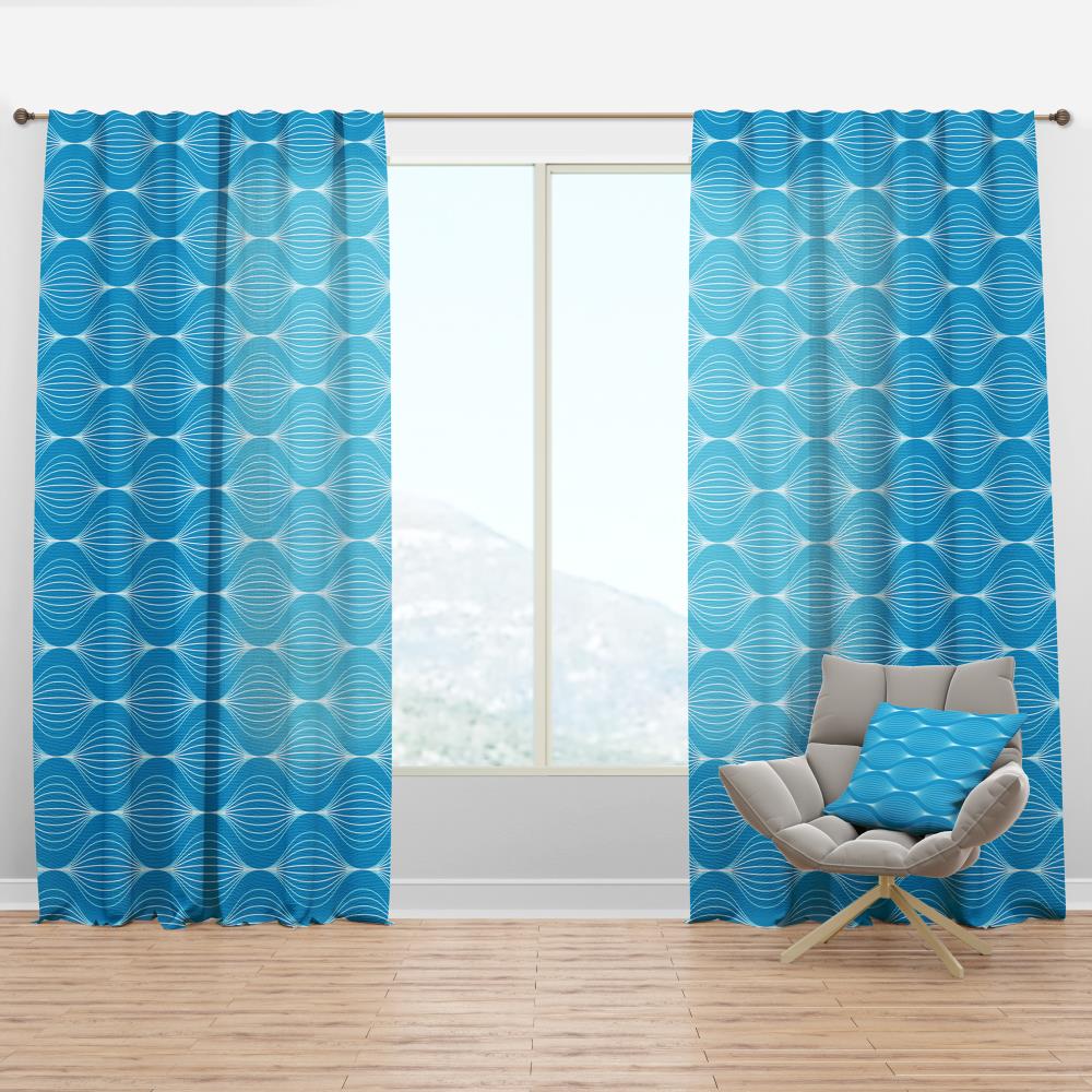 Designart CTN24448-52-120 120-Inches Blue Abstract Room darkening Thermal lined Rod pocket Single curtain panel