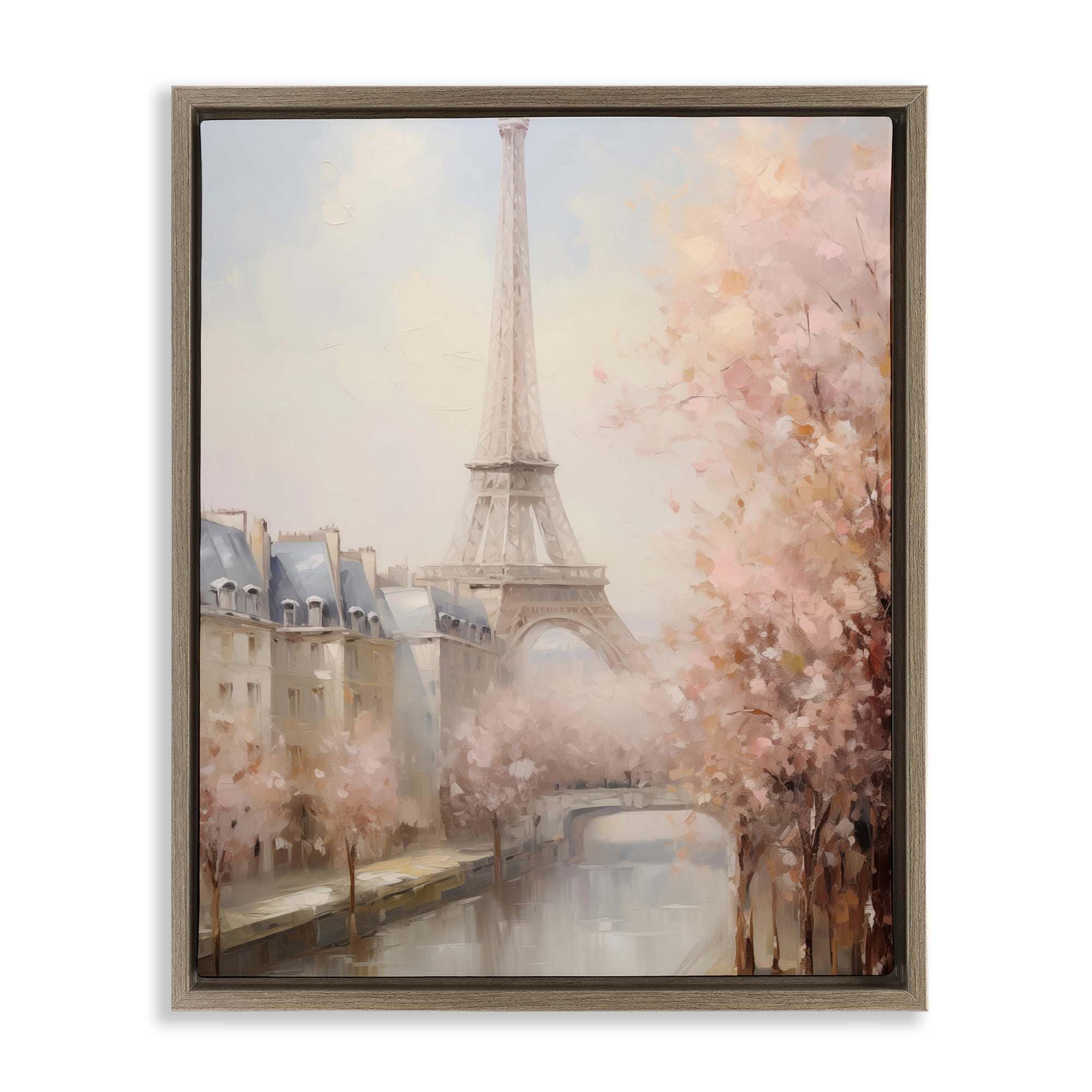 Stupell Industries BT-626-FFE-16X20 Soft Eiffel Tower River View Floating Frame design by Arlington Prints