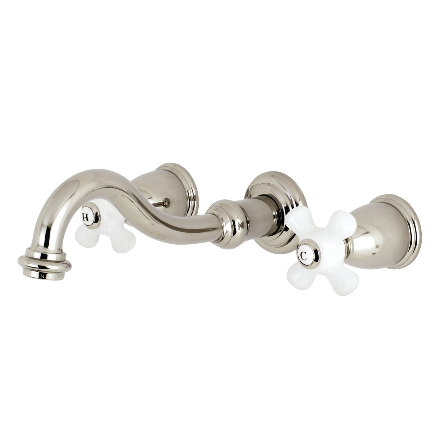 Kingston Brass WLKS3126PX Vintage Polished nickel Wall-mount 2-handle Low-arc Residential Handle Bathroom Sink Faucet
