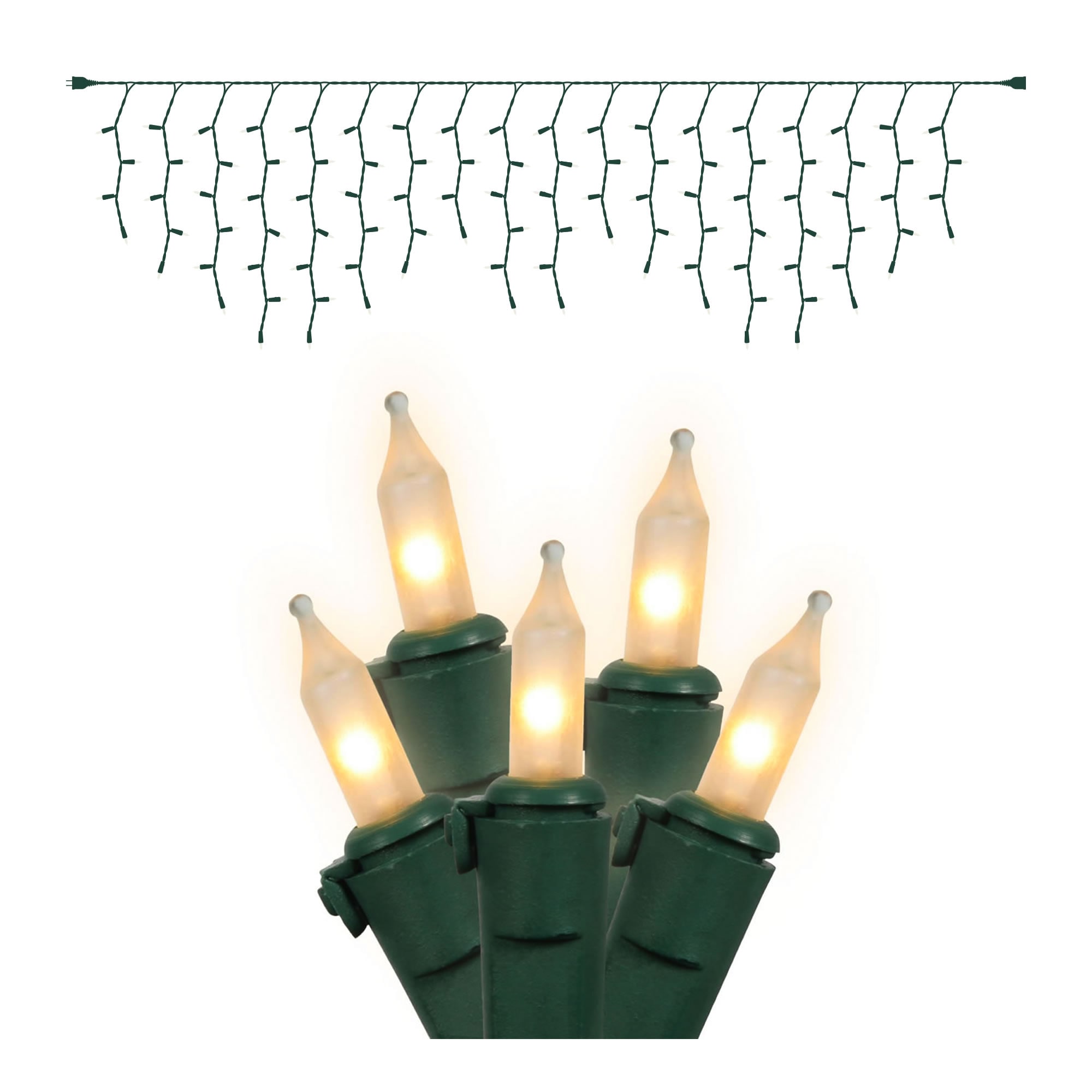 Vickerman W6G4305 100-Count Constant White Mini Incandescent Plug-In Christmas Icicle Lights