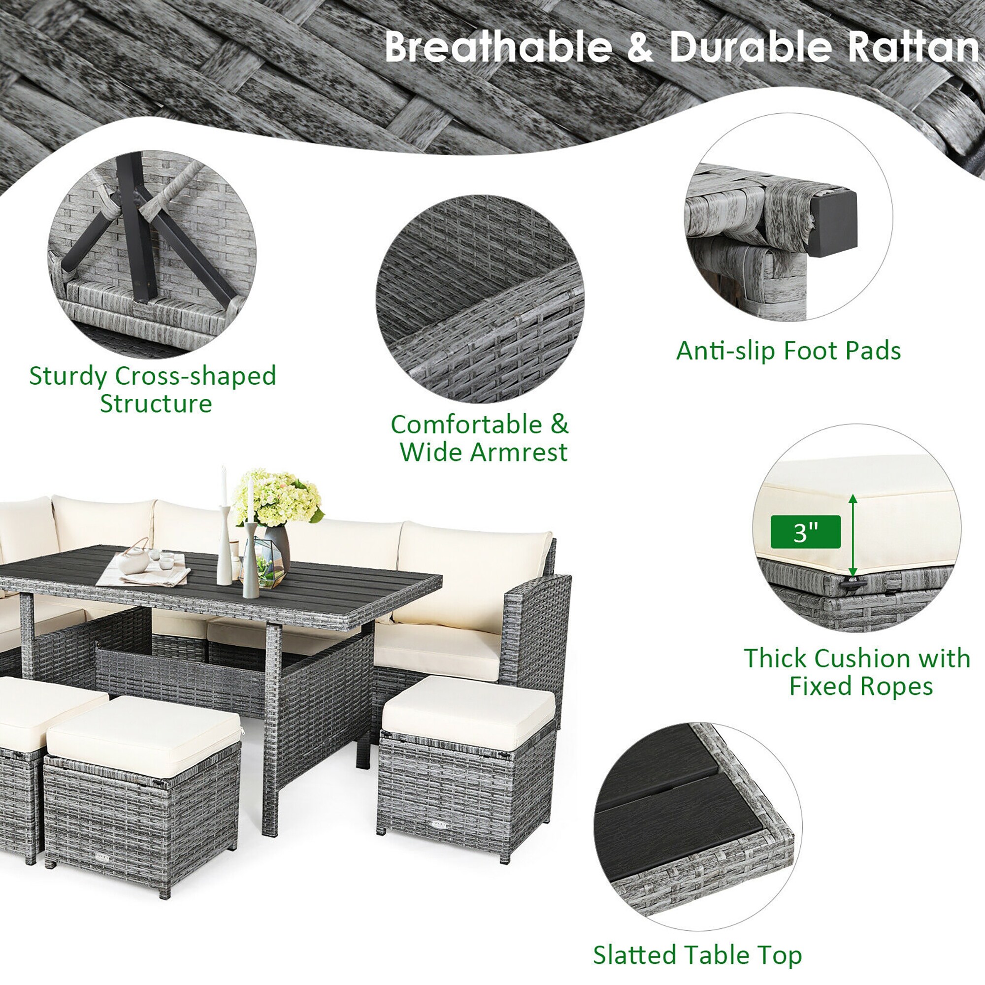 Forclover HYFL-90WH Patio-Conversation-Sets - View #9