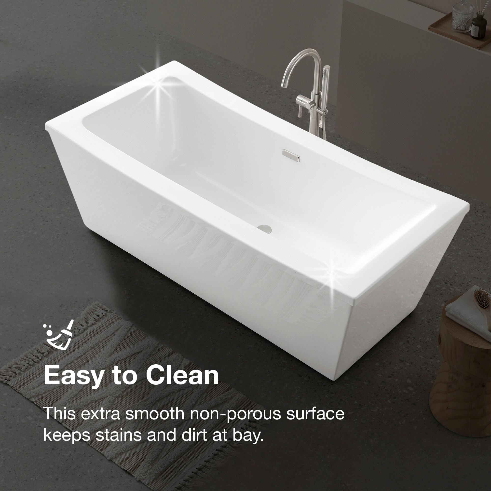 Studio® S 68 x 34-Inch Freestanding Bathtub Center Drain With Integrated  Overflow