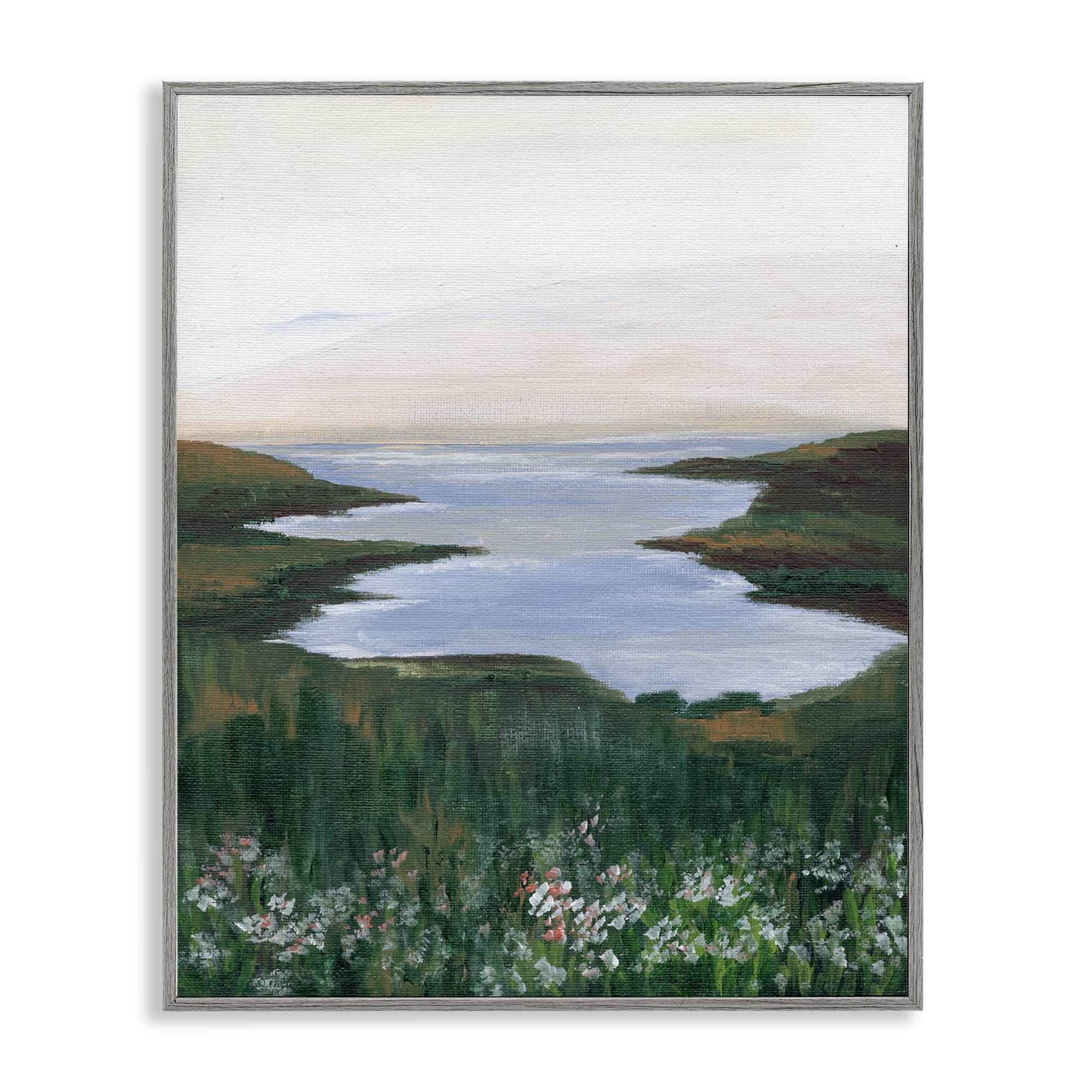 Stupell Industries BS-411-GFF-16X20 Peaceful Greenery by Lake Framed Giclee design by Nikita Jariwala