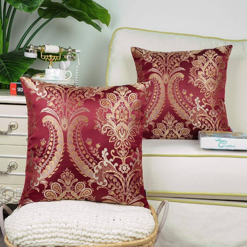Shiverstitch Fabrications 2-Piece Damask Embroidered Throw Pillow Cases