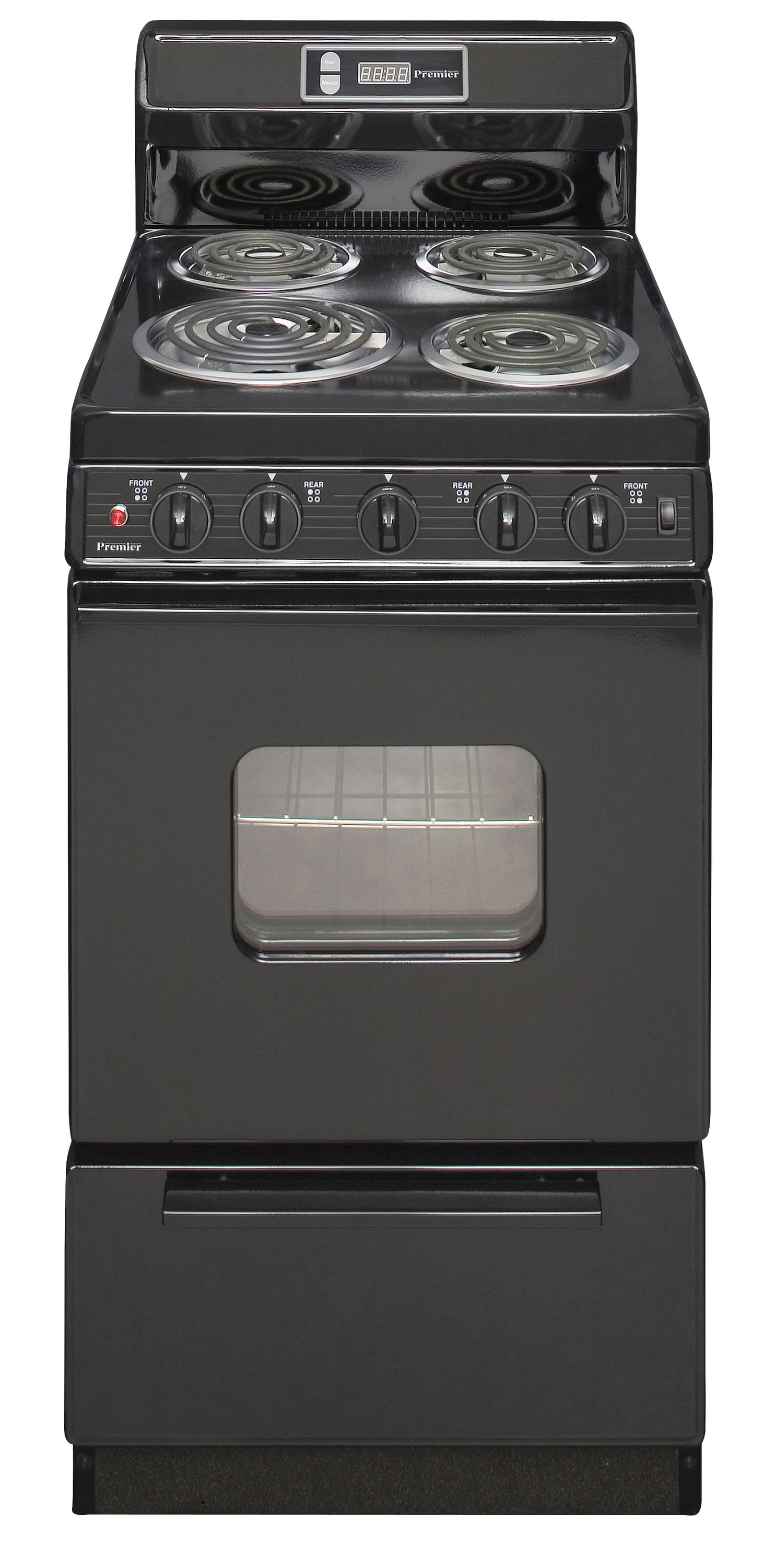 Premier 20-in 4 Elements 2.4-cu ft Freestanding Electric Range (Black) in  the Single Oven Electric Ranges department at