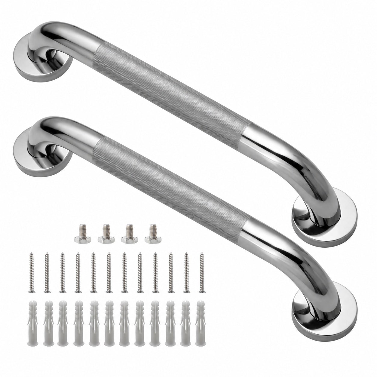 Aoibox  16 Inch Stainless Steel Anti Slip Shower Grab Bar 1 25 in Diameter Handicap Support Handrail 2 Pack