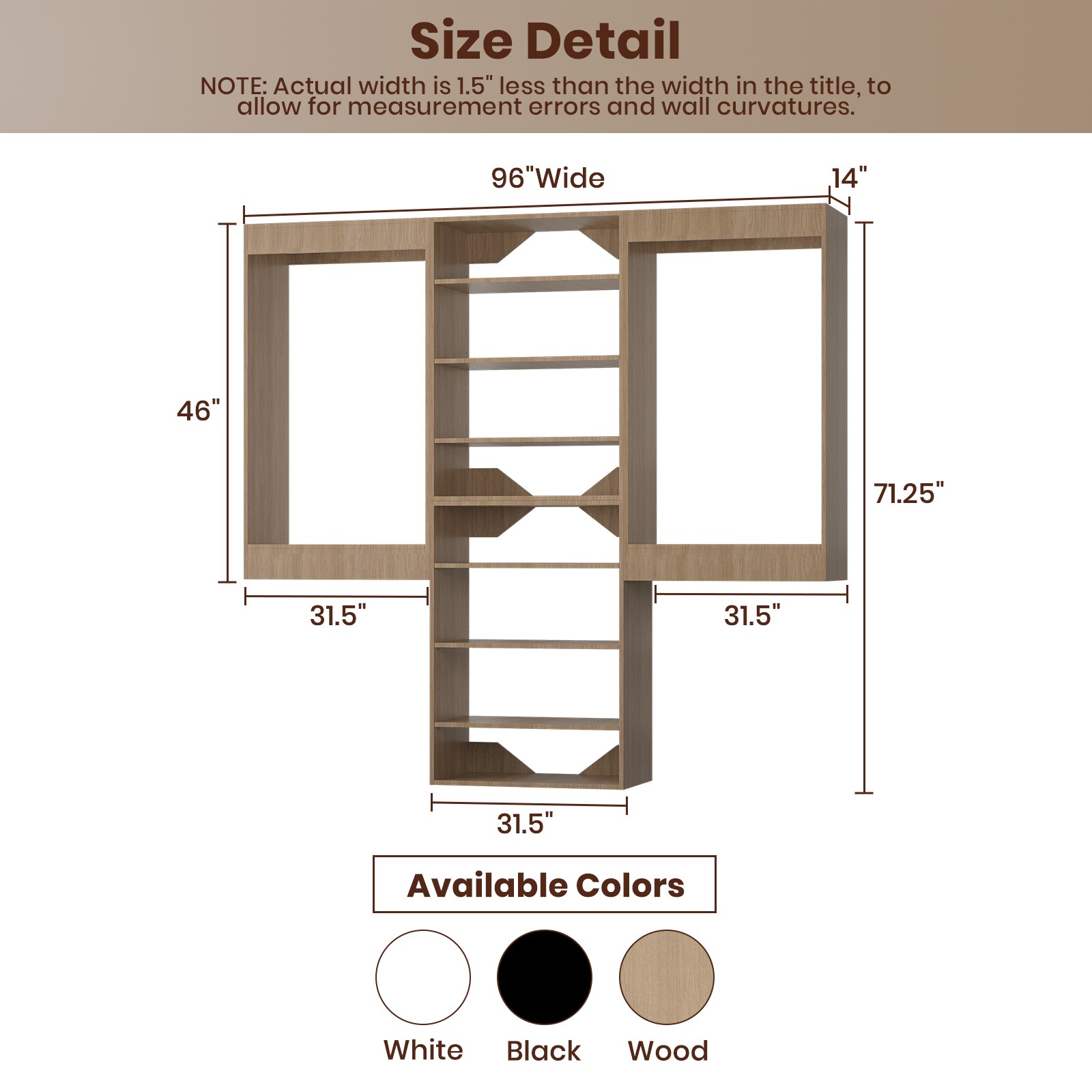 LOVMOR LO-MODEL5-23-ZJL Wood-Closet-Shelves - View #3