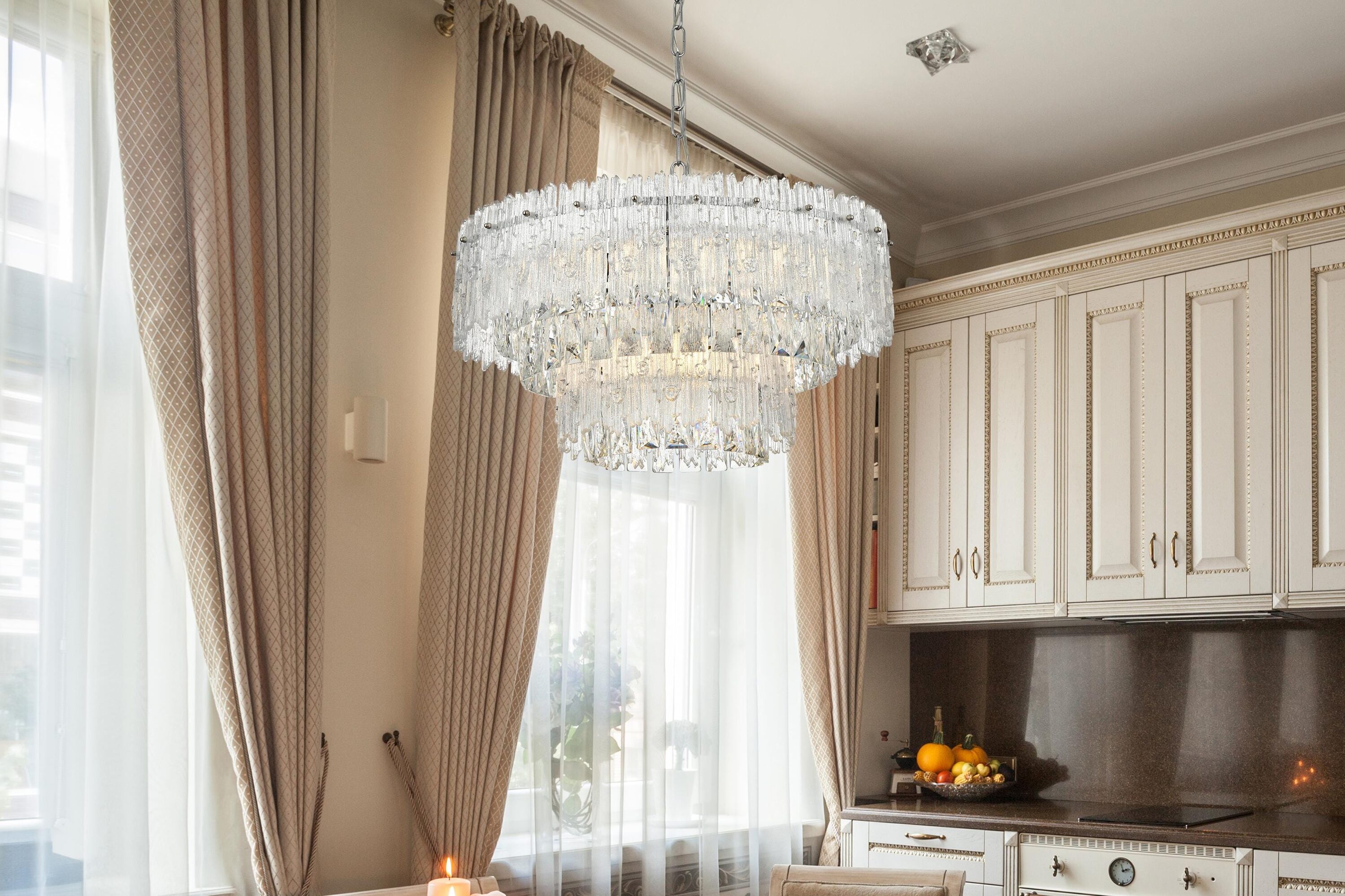 Emilia Chrome 21-Inch Crystal Chandelier with Royal Cut Crystals
