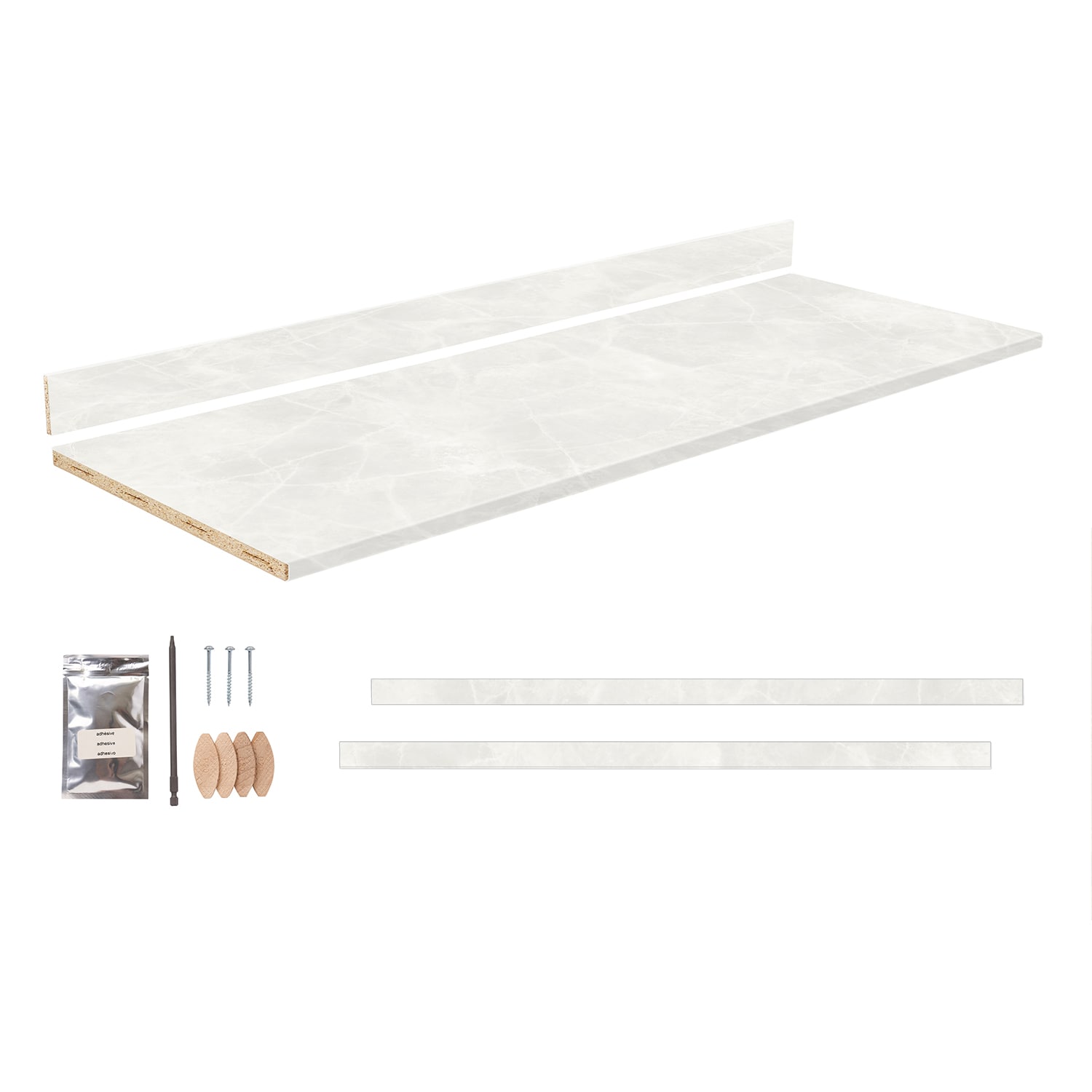 Stretta 160471 8-ft x 25.5-in x 1.1-in Manhattan Pearl, Matte Left-Hand Miter-Cut Laminate Countertop Kit
