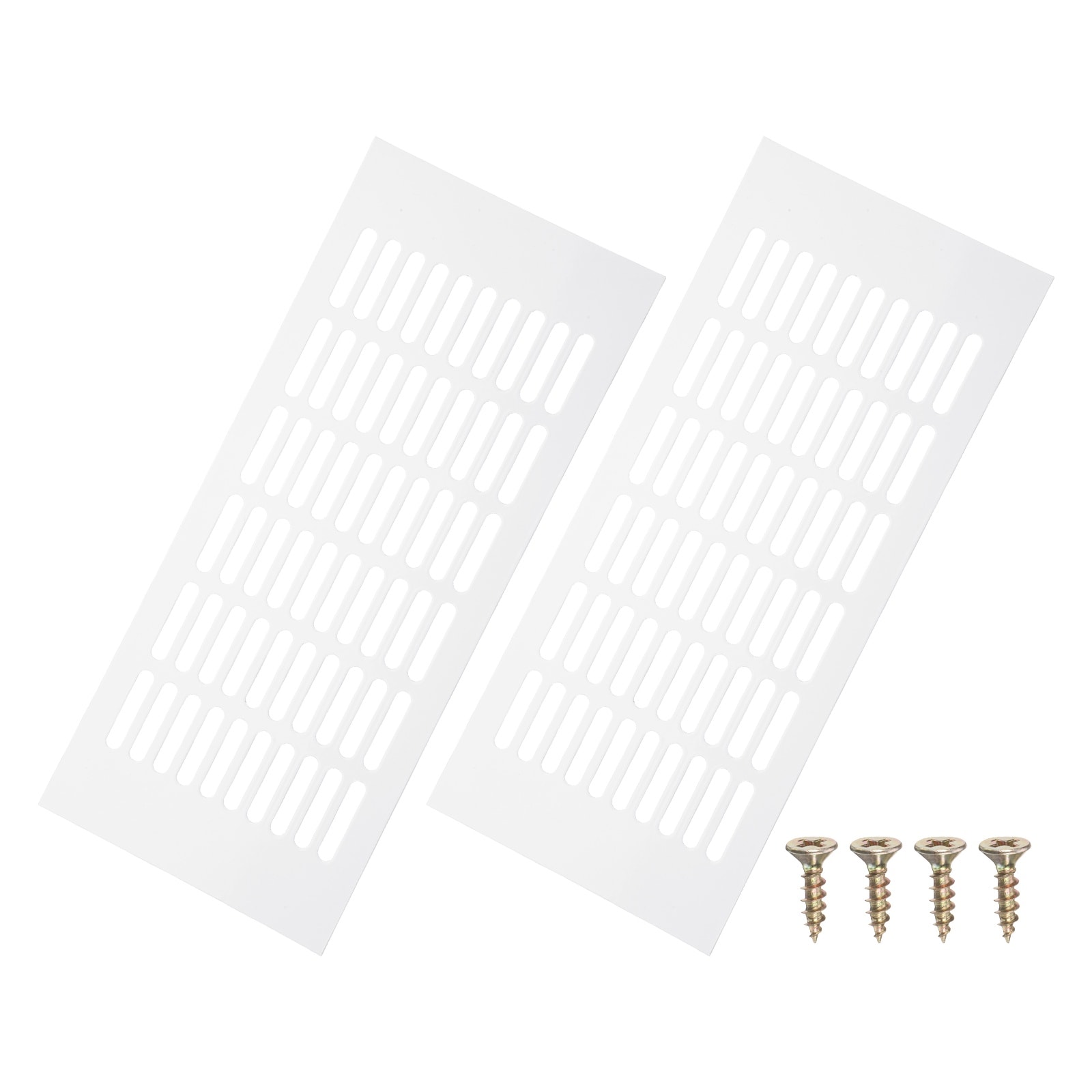 PATIKIL 2pcs 14 x 6inch Door Air Vent Cover Aluminum Grille Ventilation Cover with Mounting Screws for Cabinet Wardrobe Ceiling Door White #S26042200UX5830