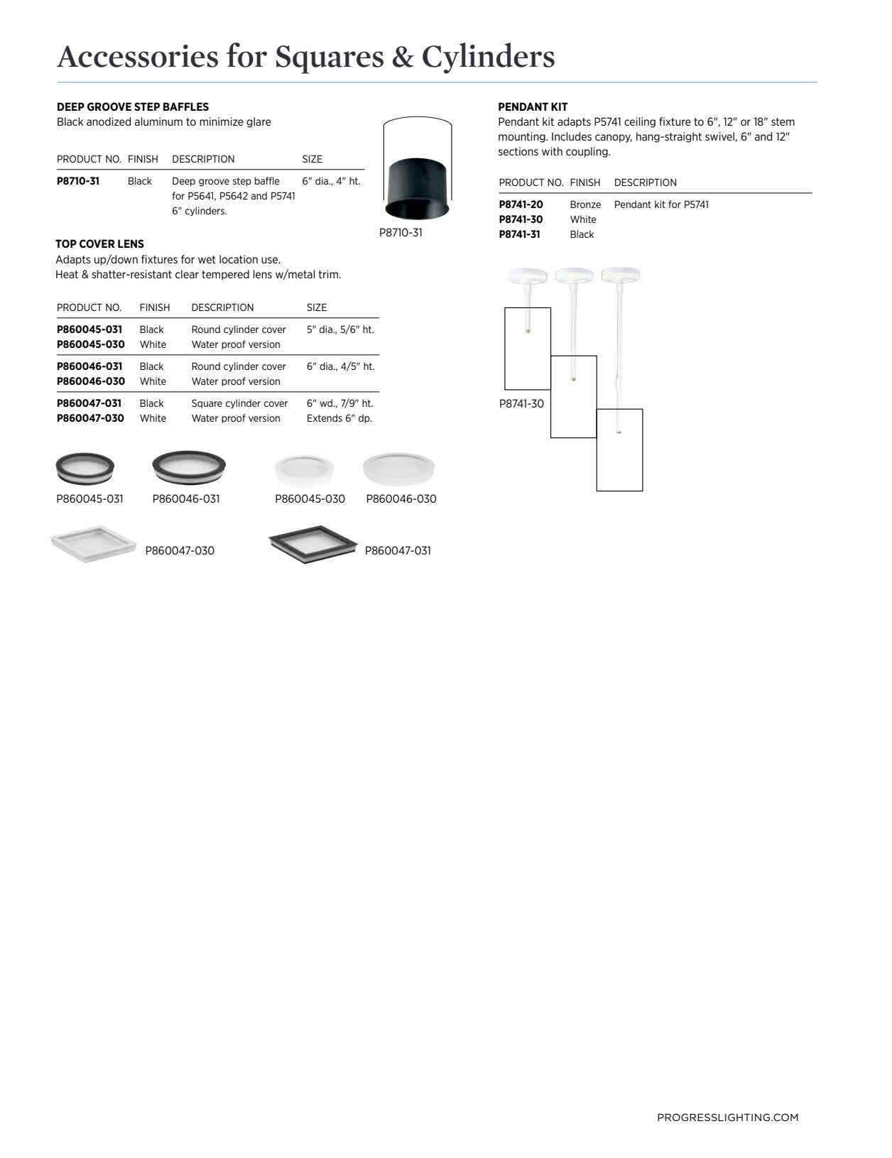 Black Square Glass Cylinder Lens Cover, 6 Inch