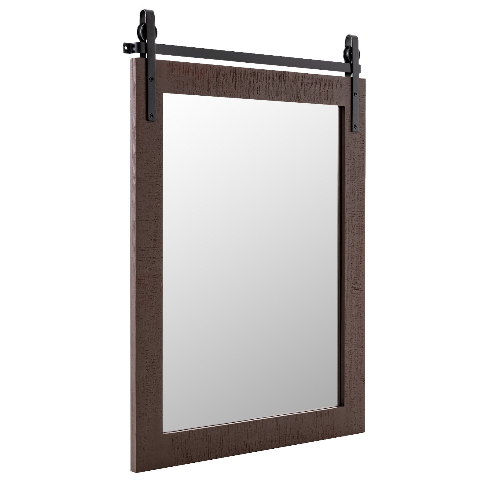 WELLFOR INS-10057WL 22-Inches x 30-Inches Framed Rectangle Bathroom Vanity Mirror ( Walnut )