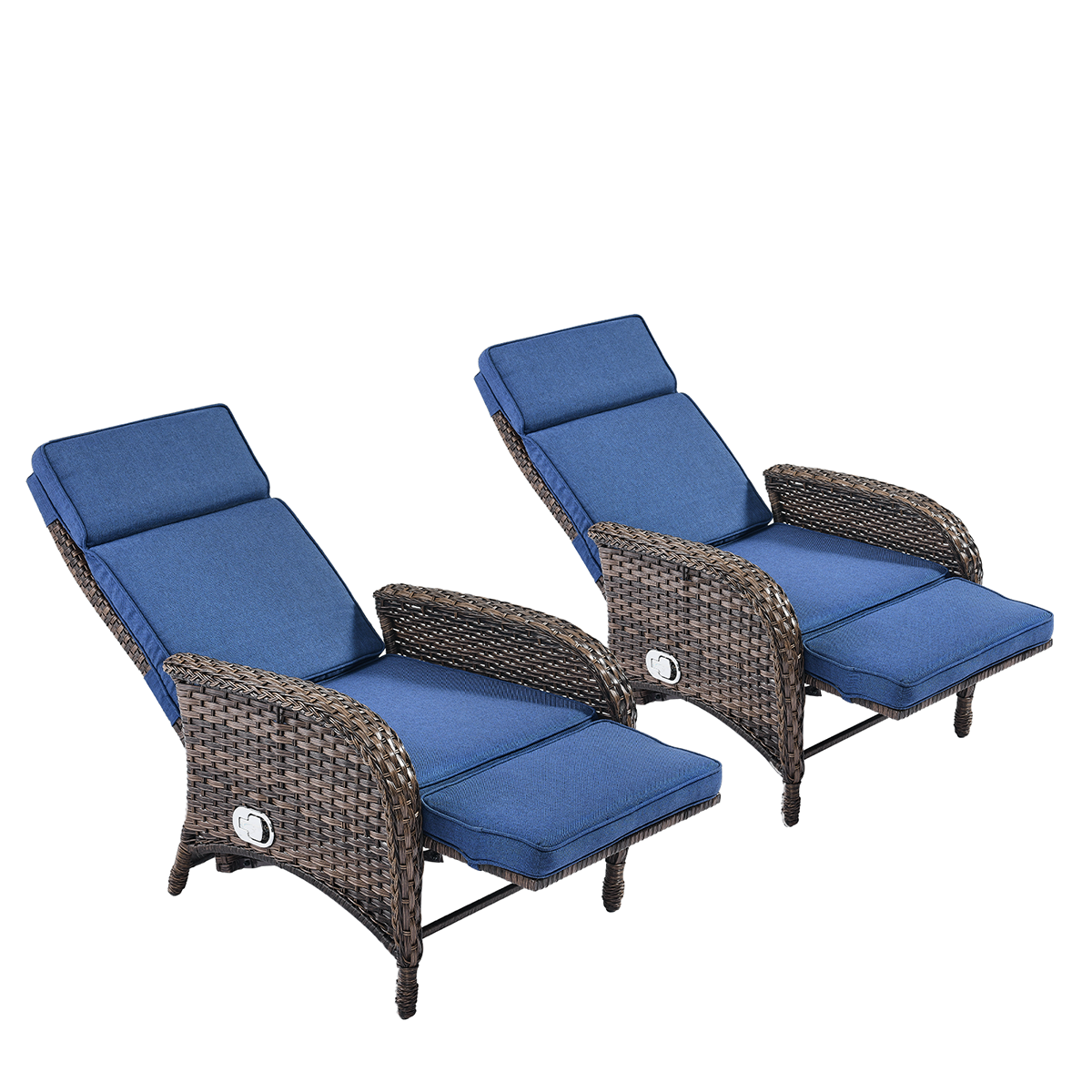 Rilyson KEY WEST Set of 2 Wicker Brown Wicker Frame Stationary Recliner Chair with Brown Cushioned Seat