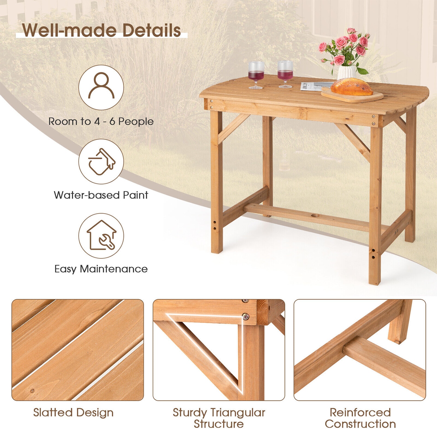 WELLFOR TDG10923BN Patio-Tables - View #5