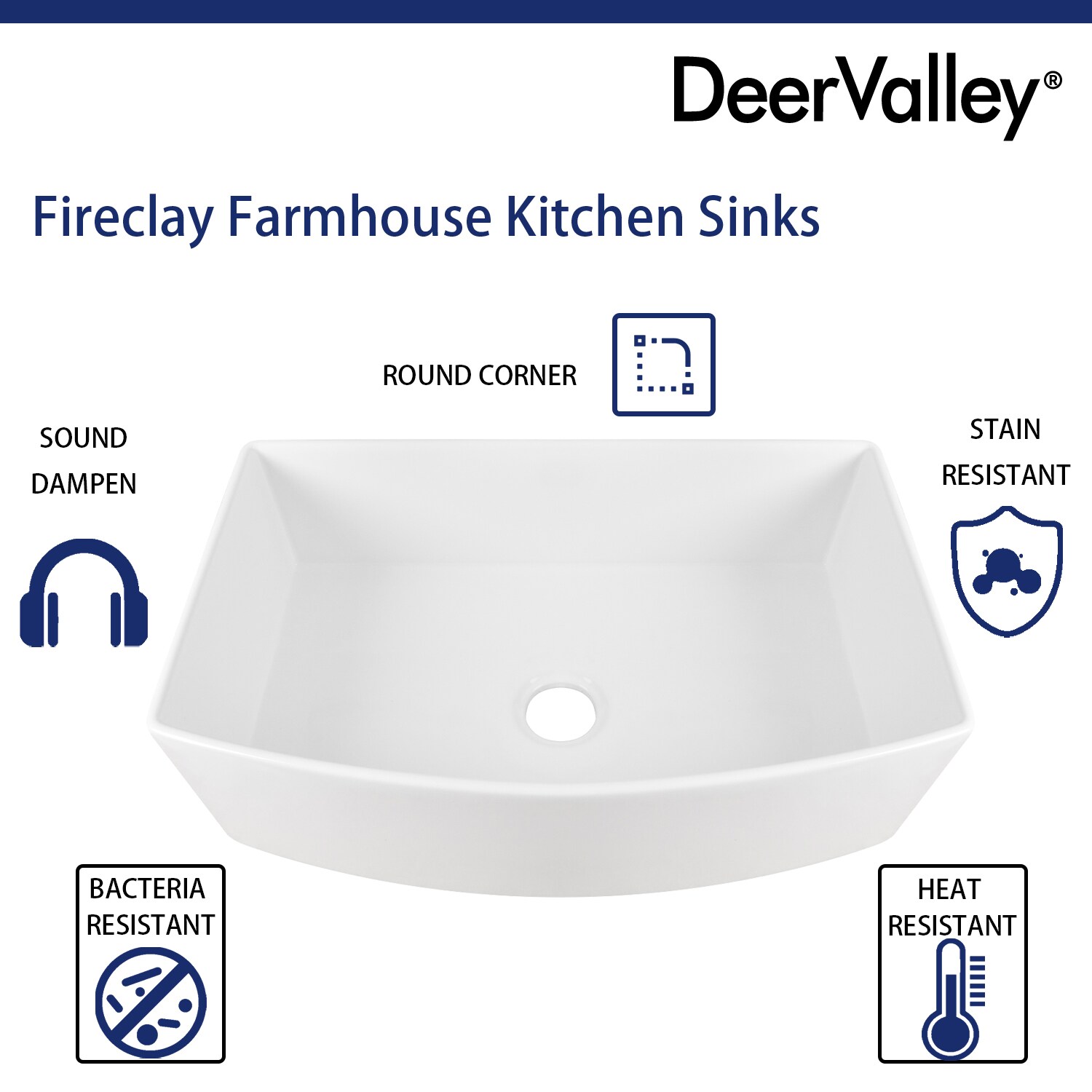 Deervalley Farmhouse Apron Front 33 In X 20 87 In White Fireclay Single