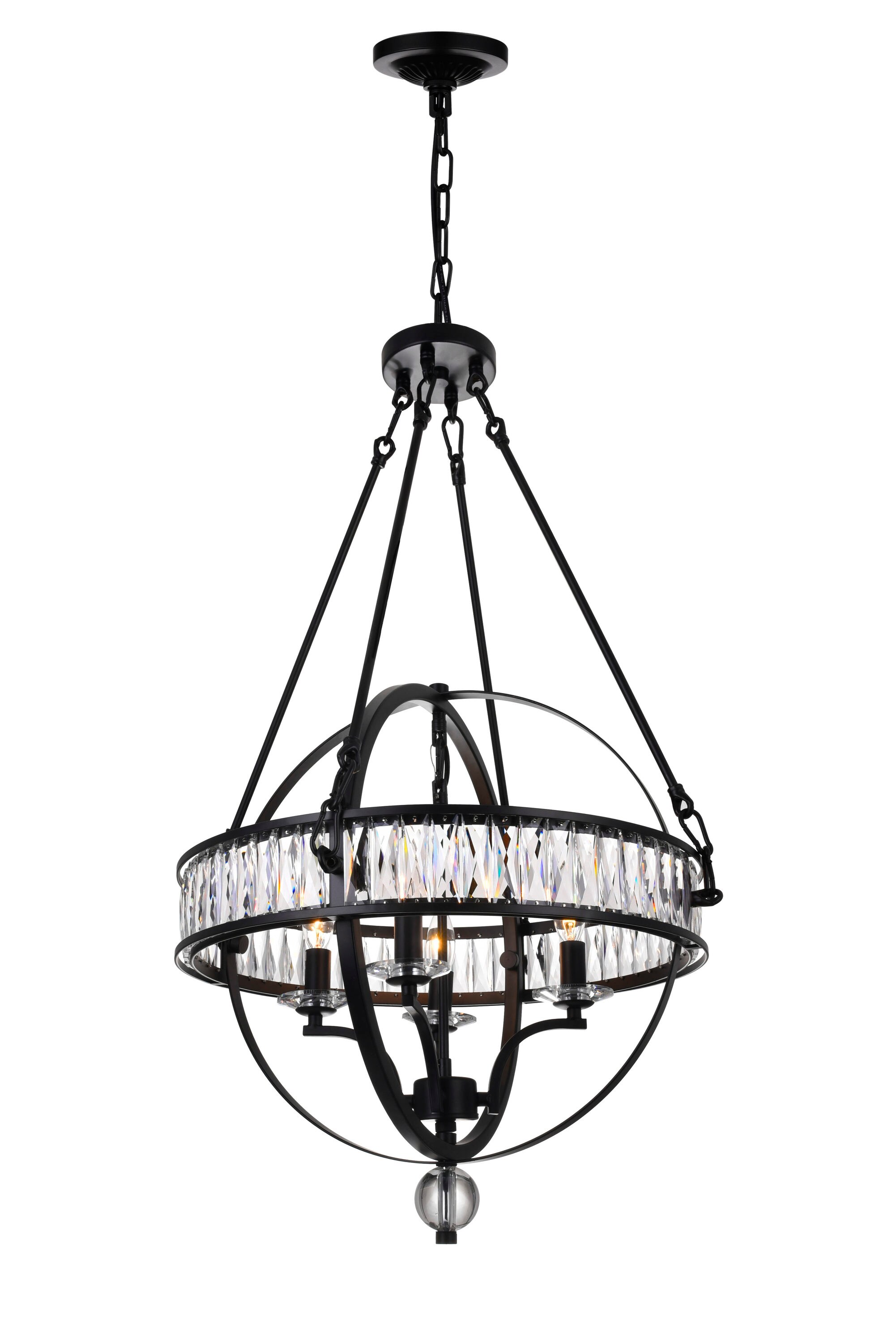 CWI Lighting Arkansas 4-Light Black Traditional Damp Rated Chandelier ...