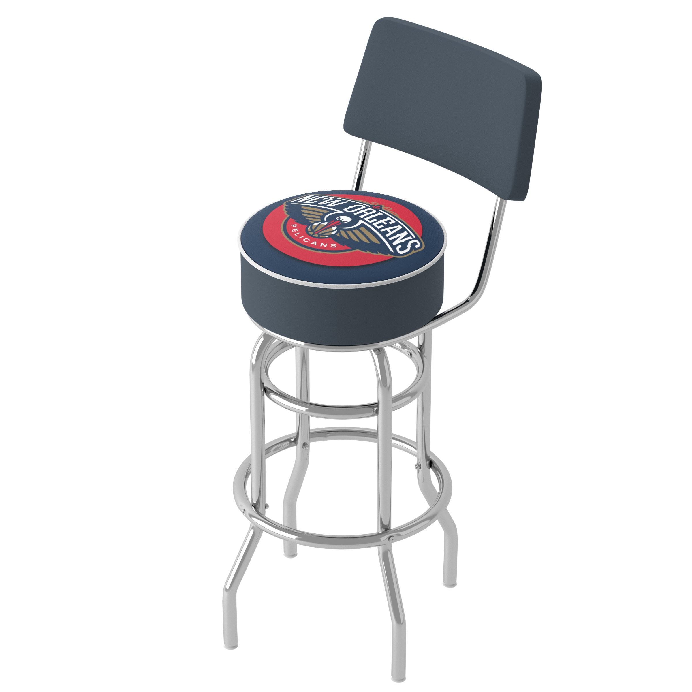 Trademark Gameroom NBA1100-NOP-TWN New Orleans Pelicans 31-in H Bar height (28-in to 33-in) Round Seat Upholstered Swivel Metal Back Bar Stool Back