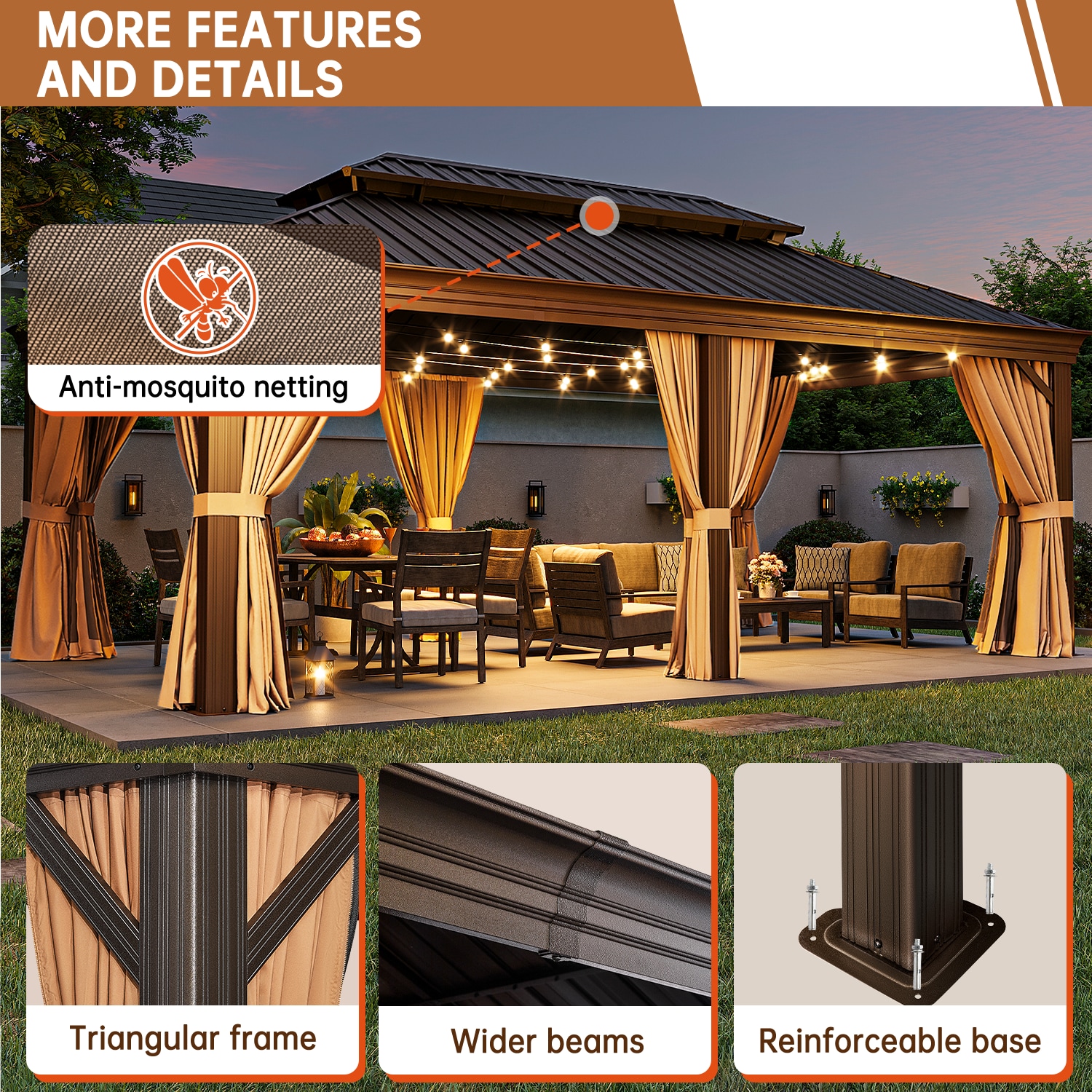 AOXUN AX-00703G-L Wood-Resin-Gazebos - View #4