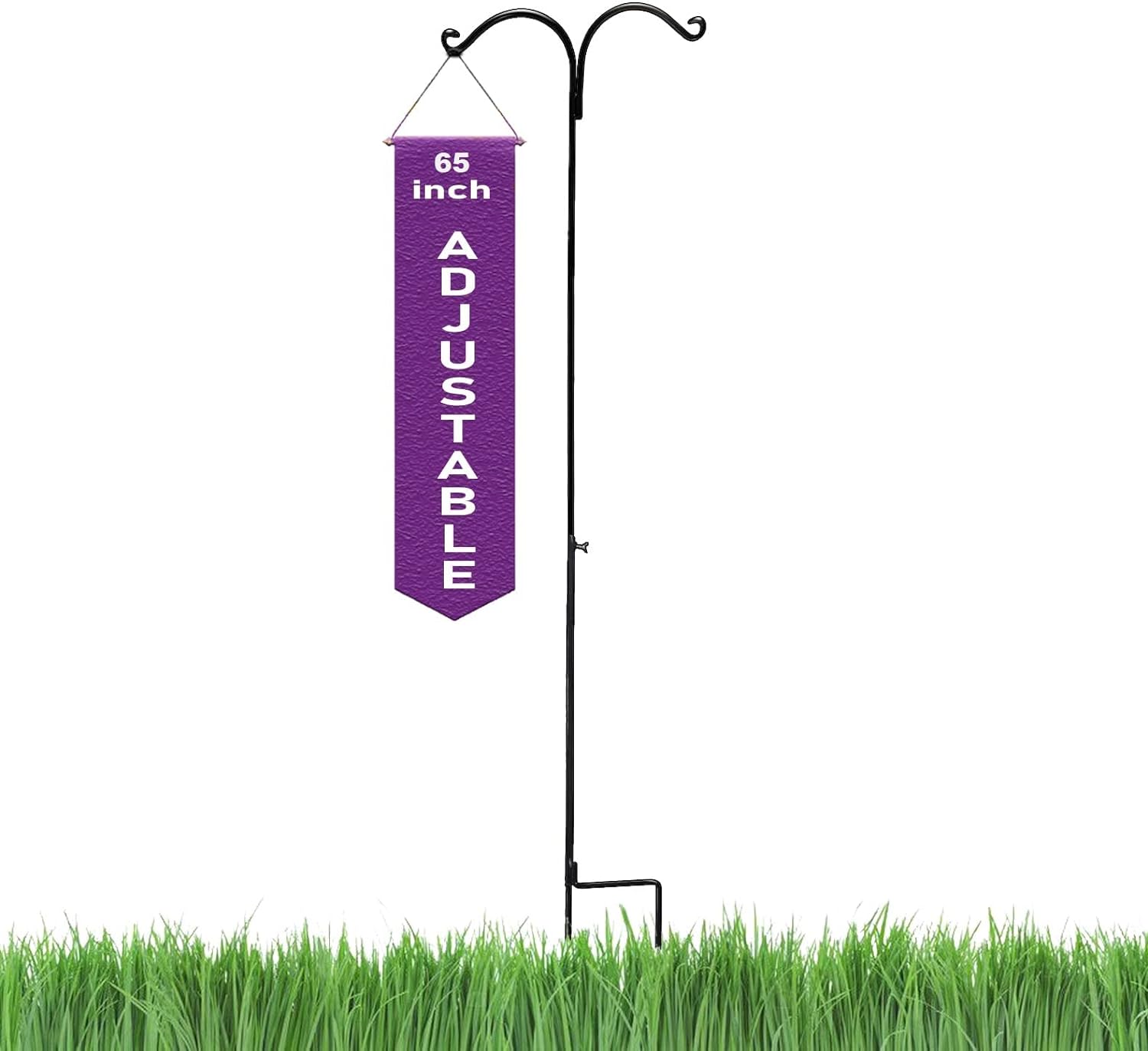 Ashman Online SHEP65HOOK12MBLK 65Inch2Sided 2.16-ft W x 5.4-ft H Peaked Black Steel Garden Arbor
