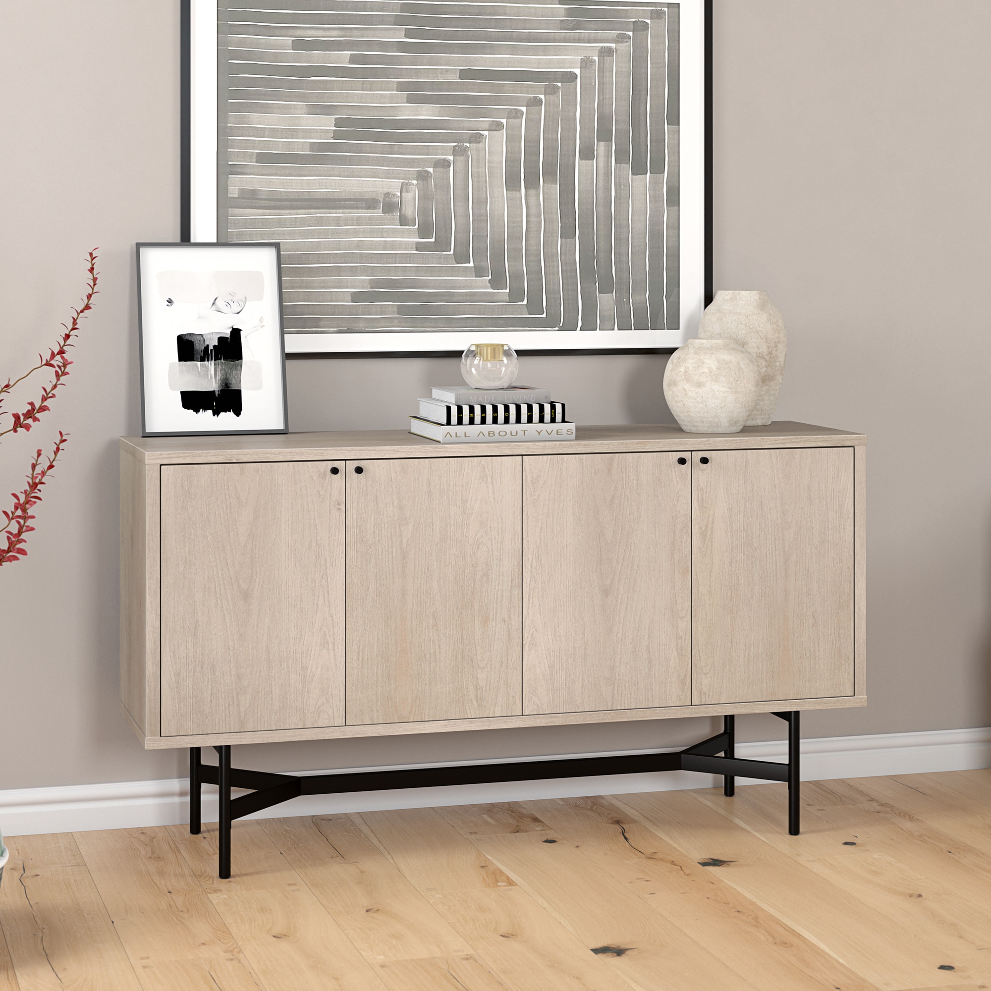 Hailey Home BF2269 Richmond Contemporary/Modern Alder White Buffet