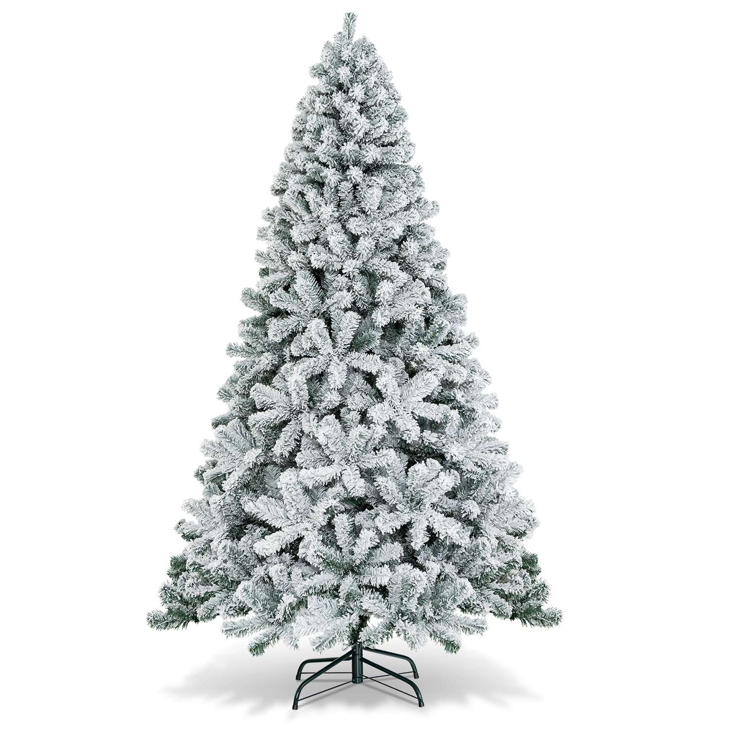 Costway CSHY000209 7.5ft Snow Flocked Hinged Christmas Tree Unlit Metal Stand