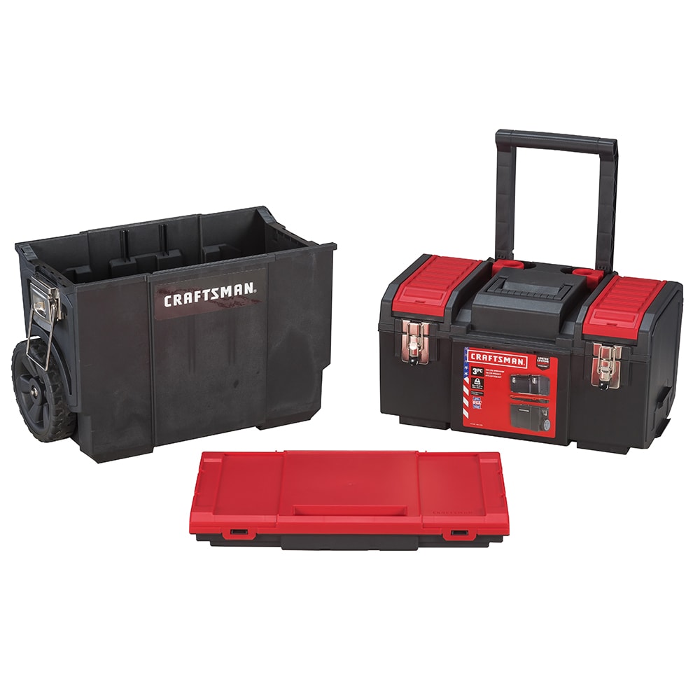 CRAFTSMAN Diy 19-in Red Plastic Wheels Lockable Tool Box in the Portable Tool  Boxes department at