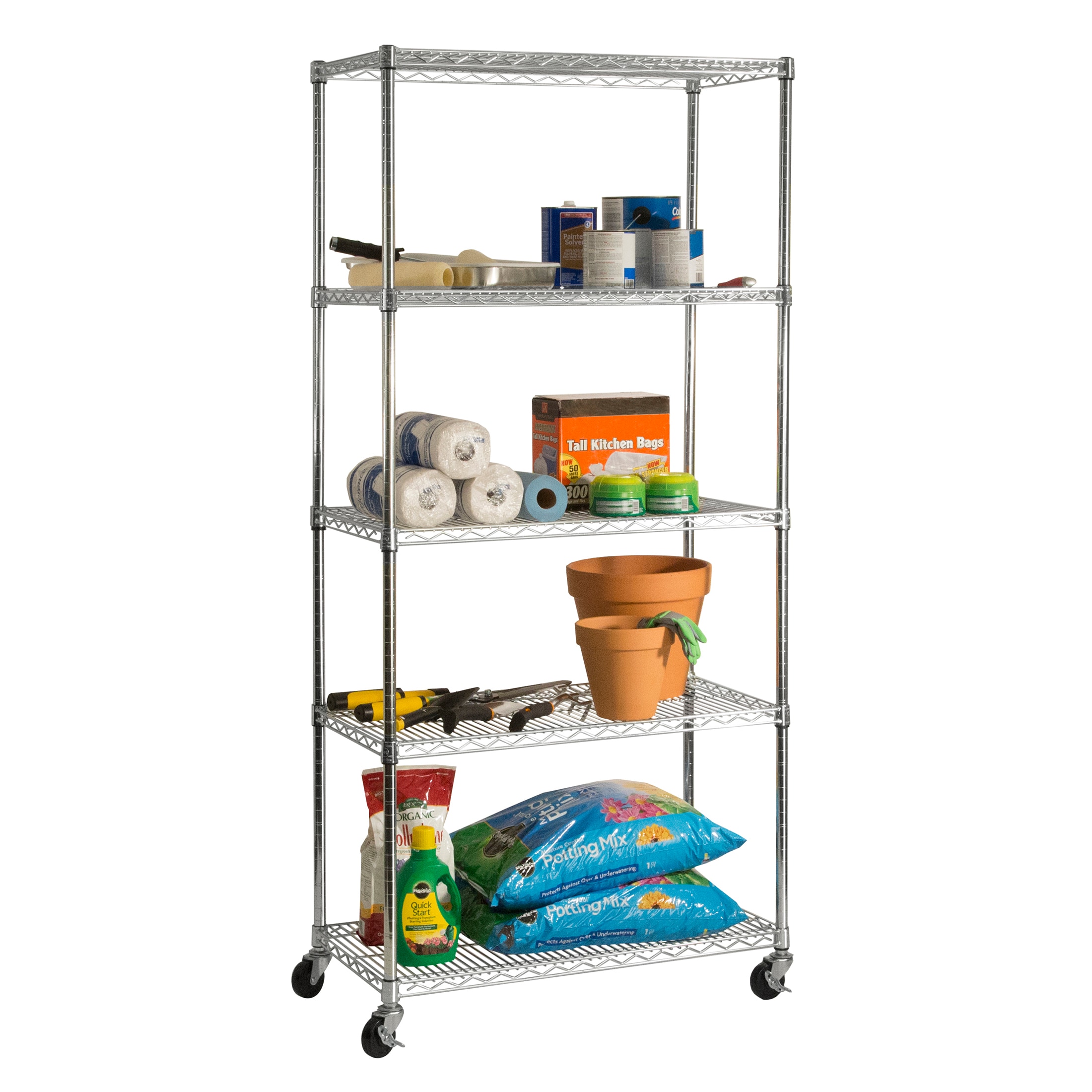 Seville Classics Steel Heavy Duty 5 Tier Utility Shelving Unit 36 In W X 18 In D X 72 In H 4914