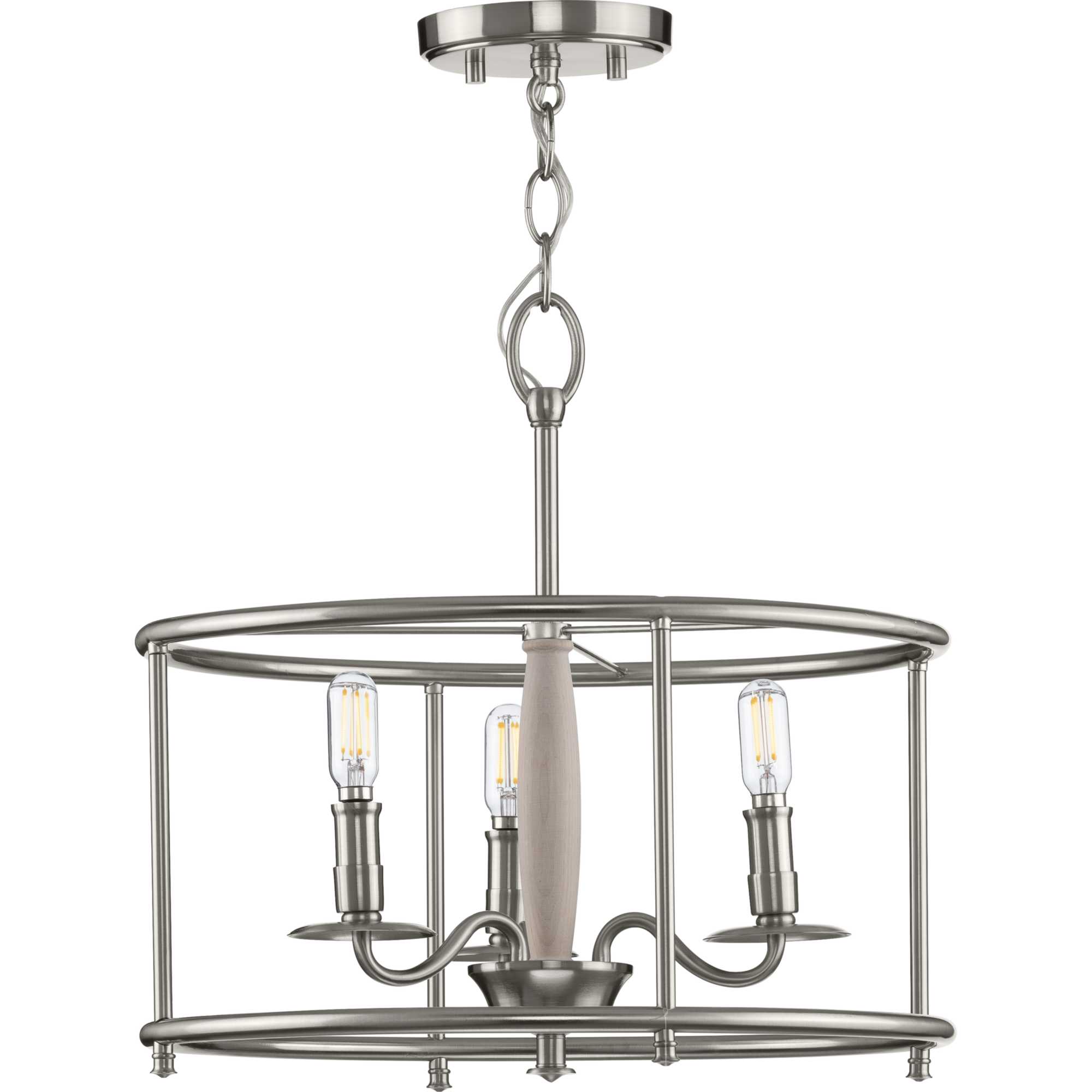 Durrell Brushed Nickel and White Drum Semi-Flush Light
