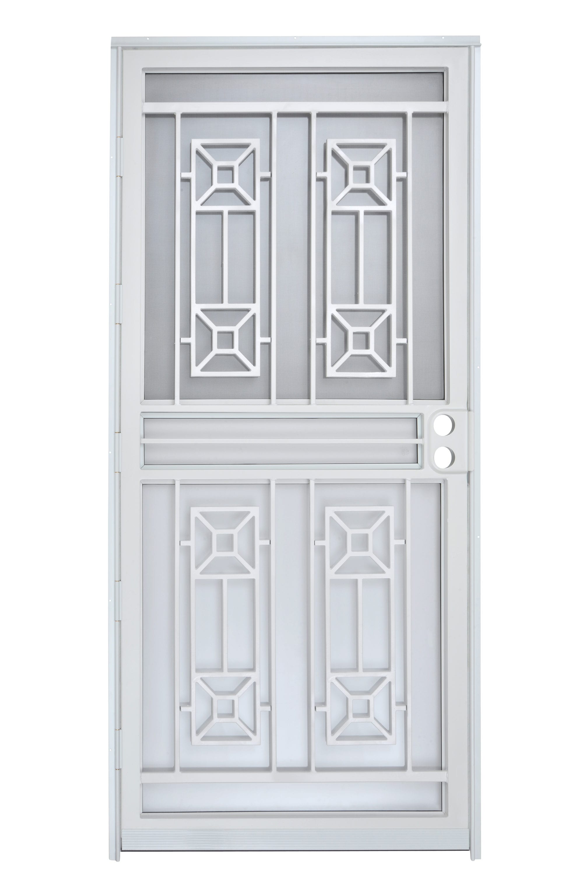 Matrix 36-in x 80-in White Steel Recessed Mount Security Door with Charcoal Screen Tempered Glass Rubber | - Gatehouse LF617-36-WHT
