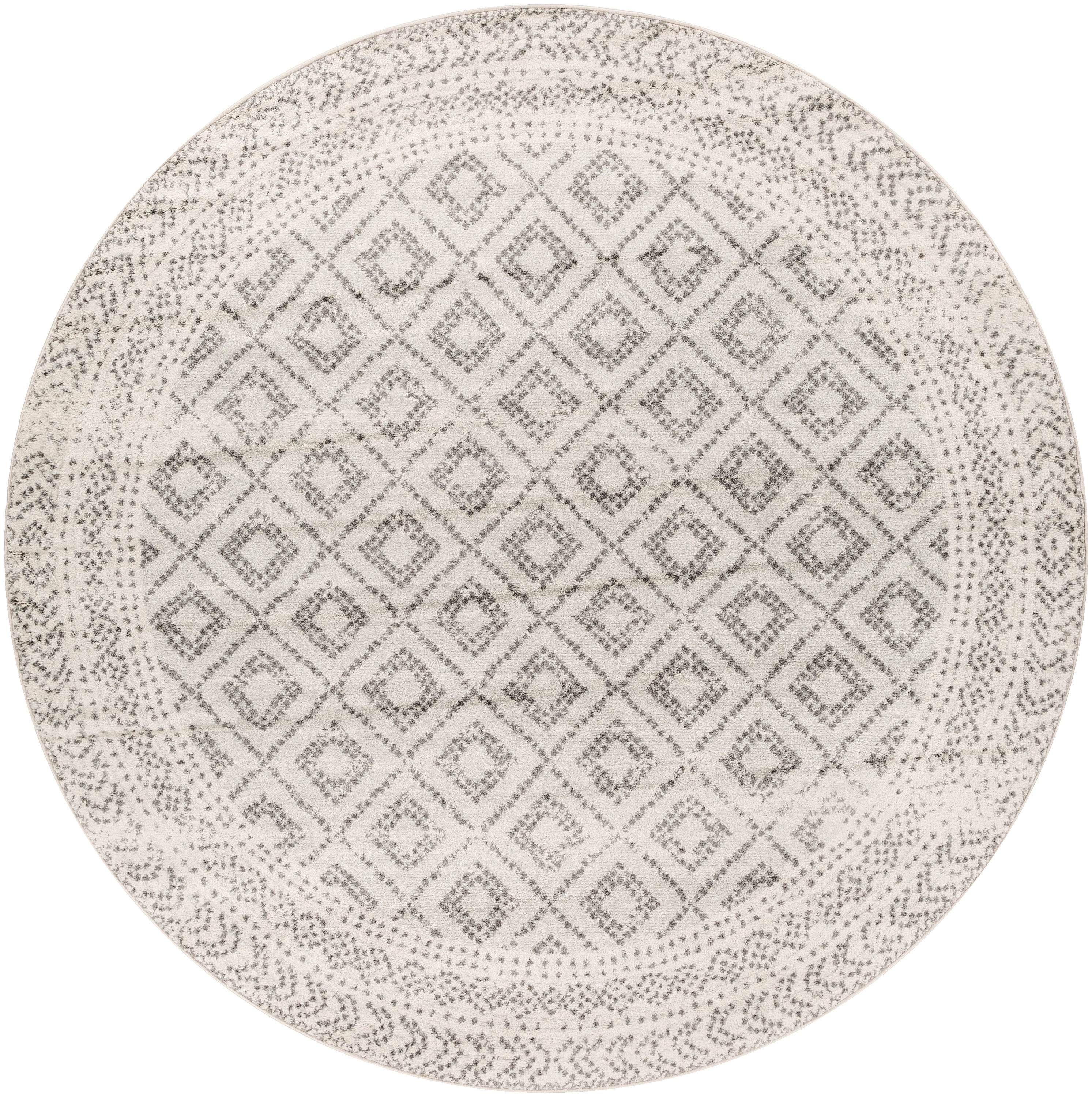 Livabliss SUN2301-710RD Sunderland Light Gray Round Indoor Trellis Global Area Rug