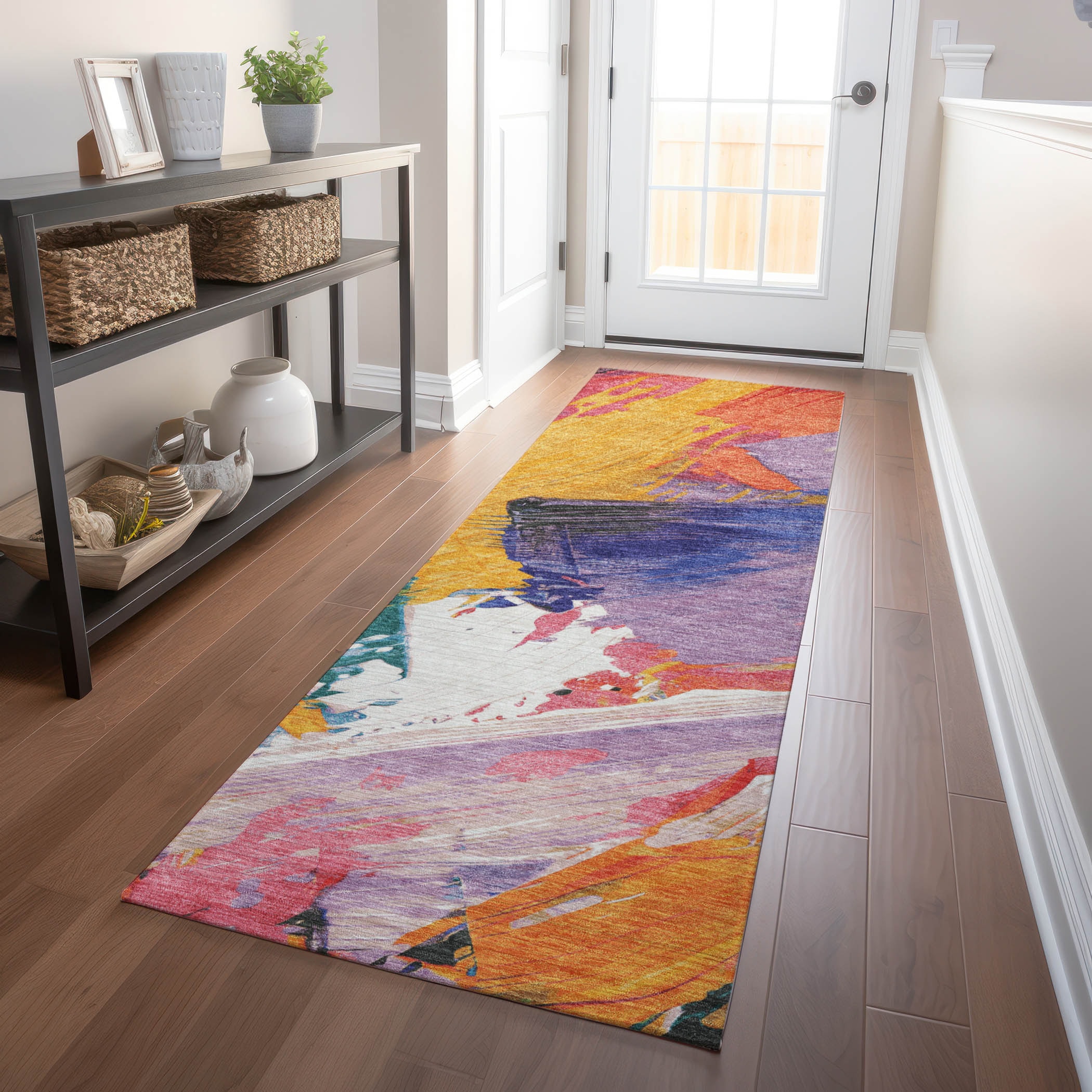 Addison Rugs ACN1512GO2X8 Chantille ACN1512GO 2 x 7 (ft) Gold Rectangular Indoor/Outdoor Geometric Machine washable Pet Friendly Runner rug