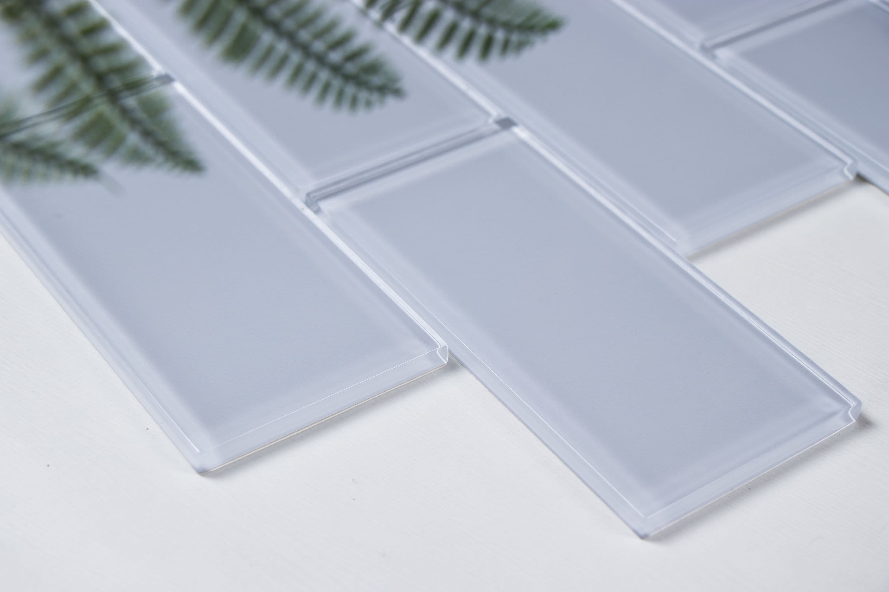 Moonlight Gray 3" x 6" Polished Glass Subway Tile