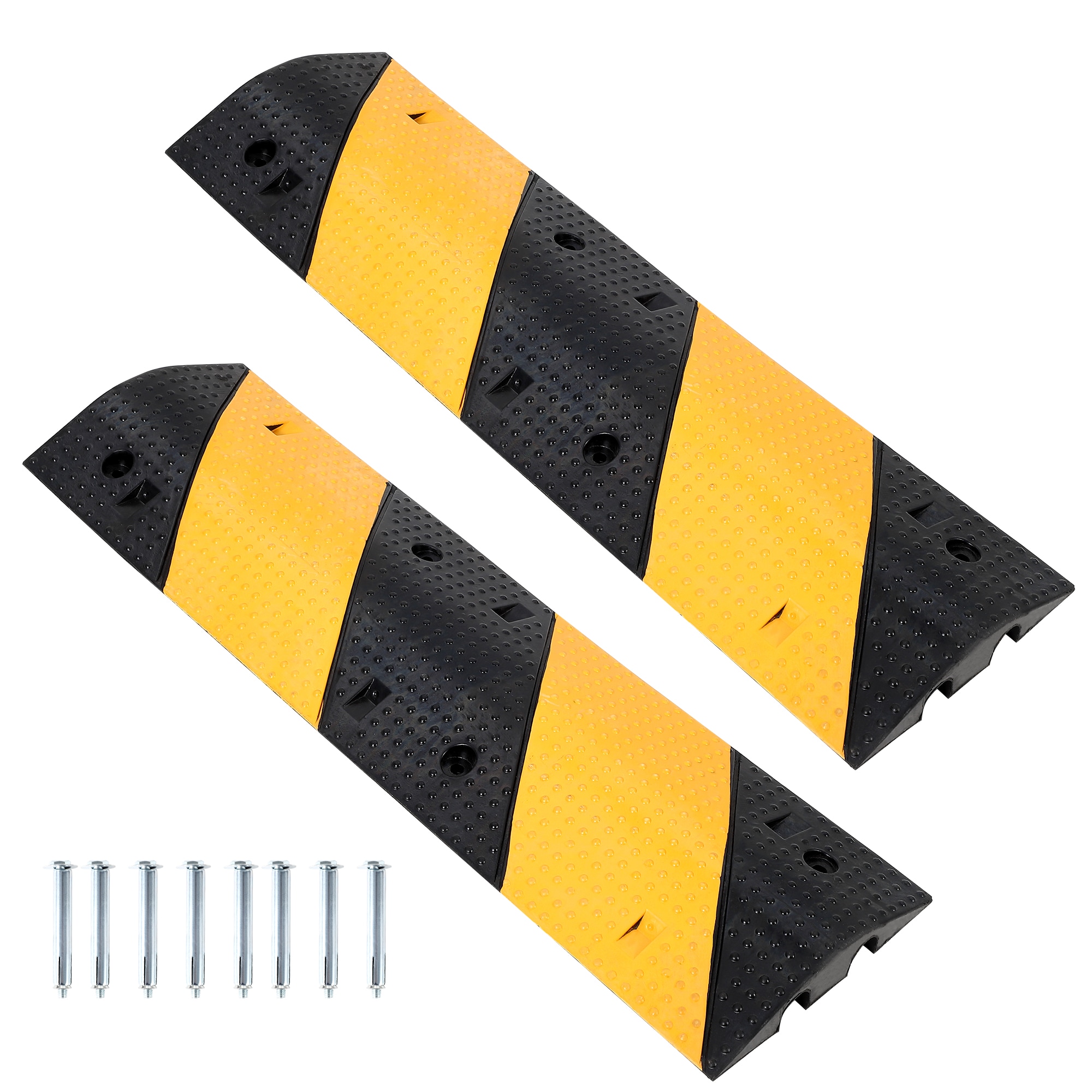 IdealHouse 3.3FT Modular Rubber Speed Bump 40 Inch Cable Protector Ramp with 22000 LB Capacity and 2 Channels Includes Expansion Screws for Parking Lot and School Durable Portable Traffic Hump