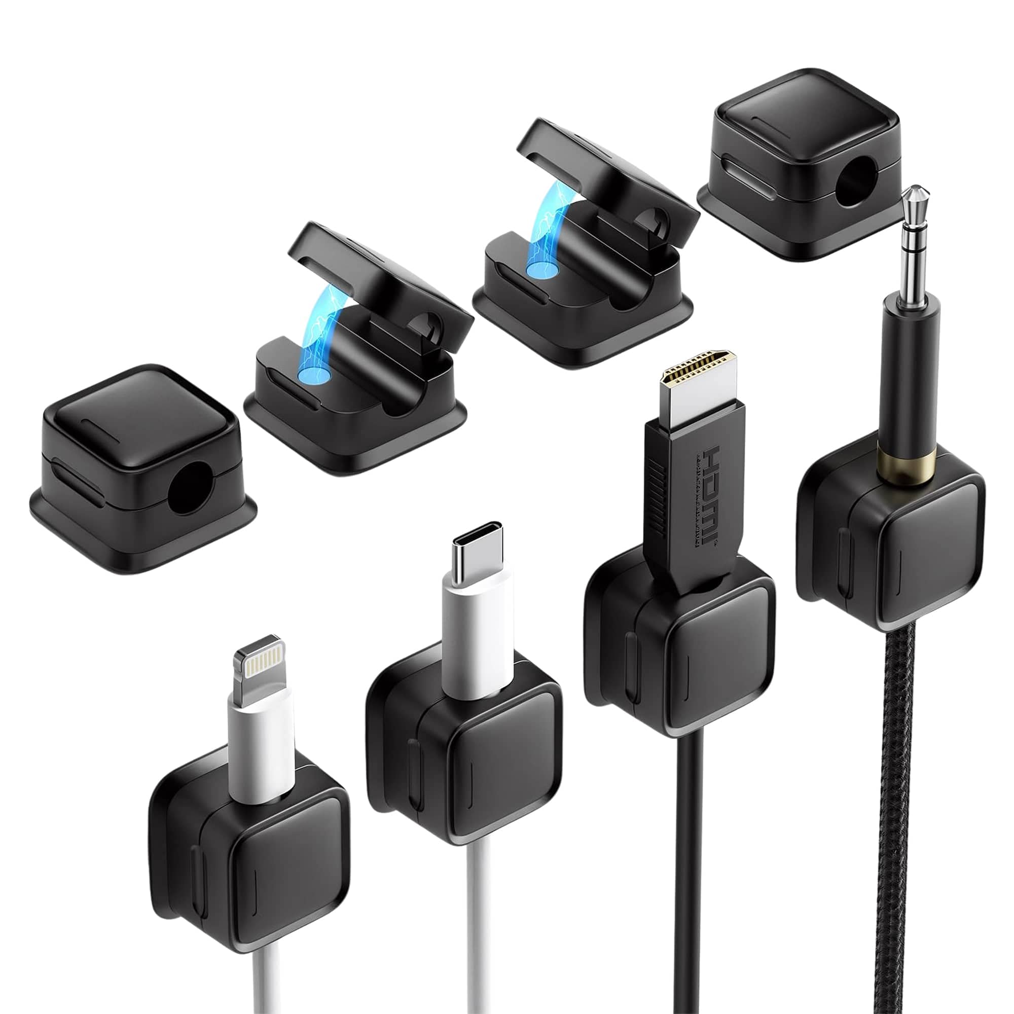 Etokfoks 8 Pack Cord Organizer Holder Strong Adhesive Desk Cable Management Magnetic Easy Open Organize Phone Charging Cords Wire Holder Neatly for Home Office Car Desk Nightstand #EFT1013F316